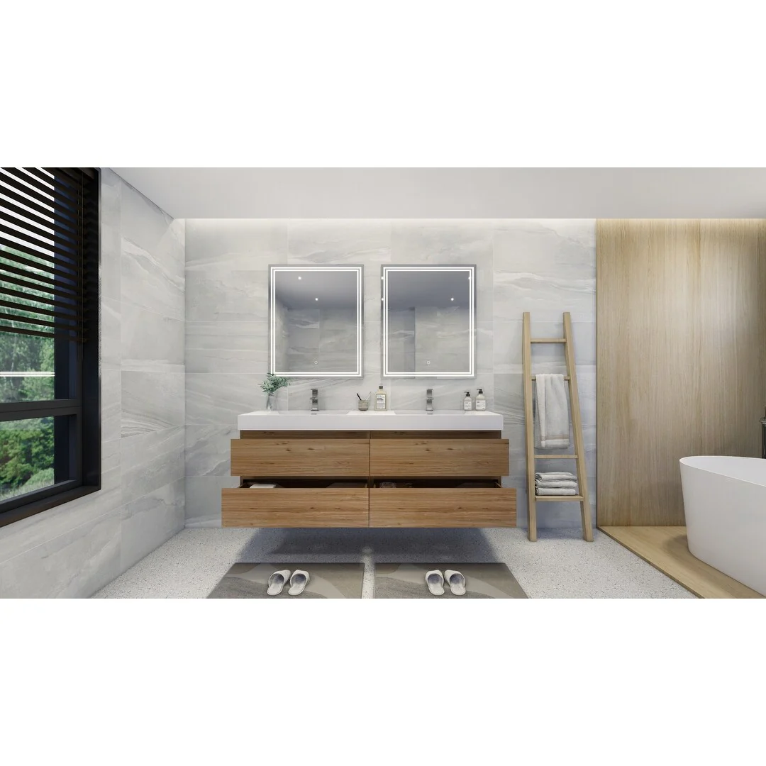 Baillie 72'' Wall-Mounted Vanity with Double Reinforced Acrylic Sink