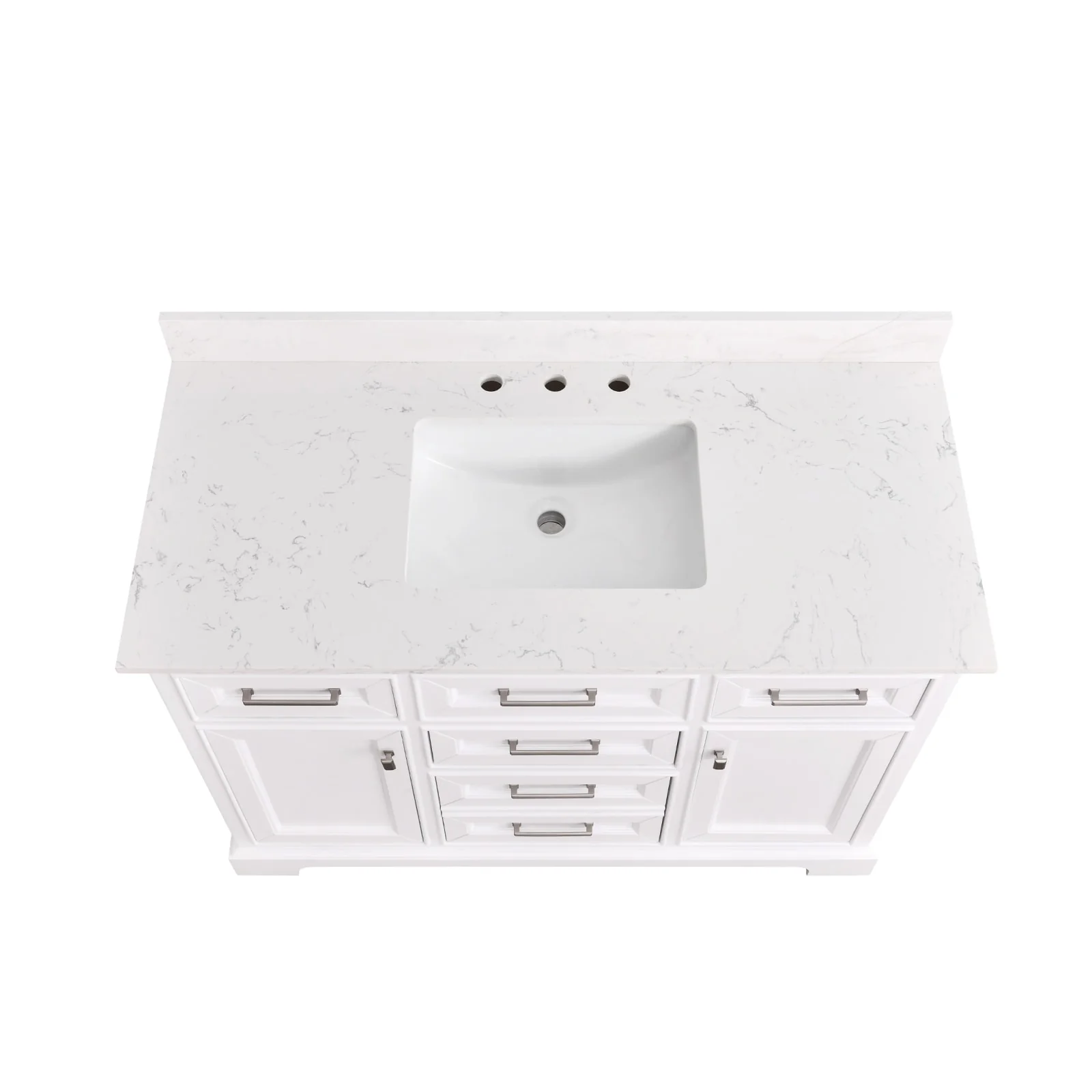 Prismarble Bathroom Vanity 48 in White with Marble Countertop & Backsplash