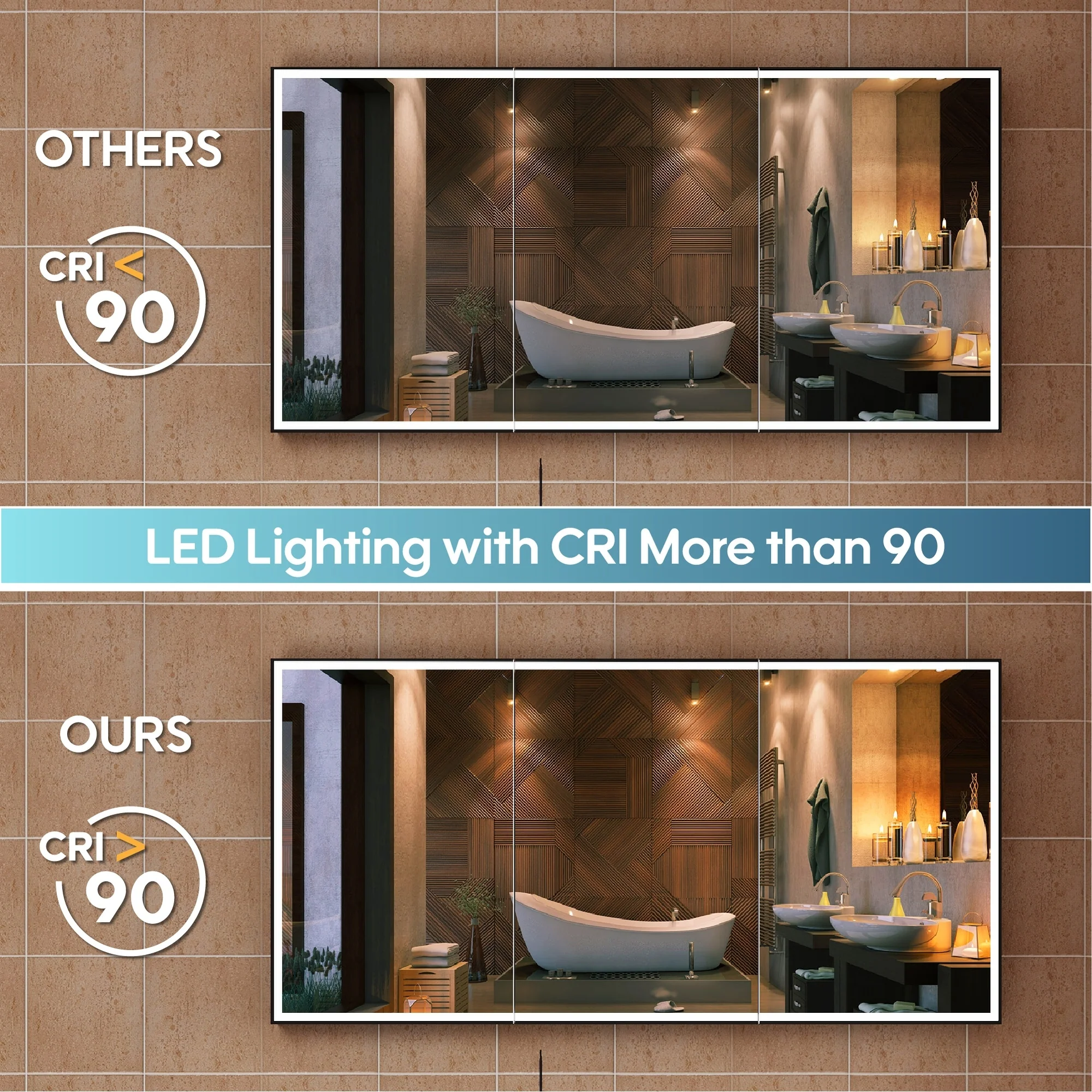 30'' H Recessed Or Surface Wall Mounted LED Mirror Cabinet With Mirror And Adjustable Shelves,Black Frame