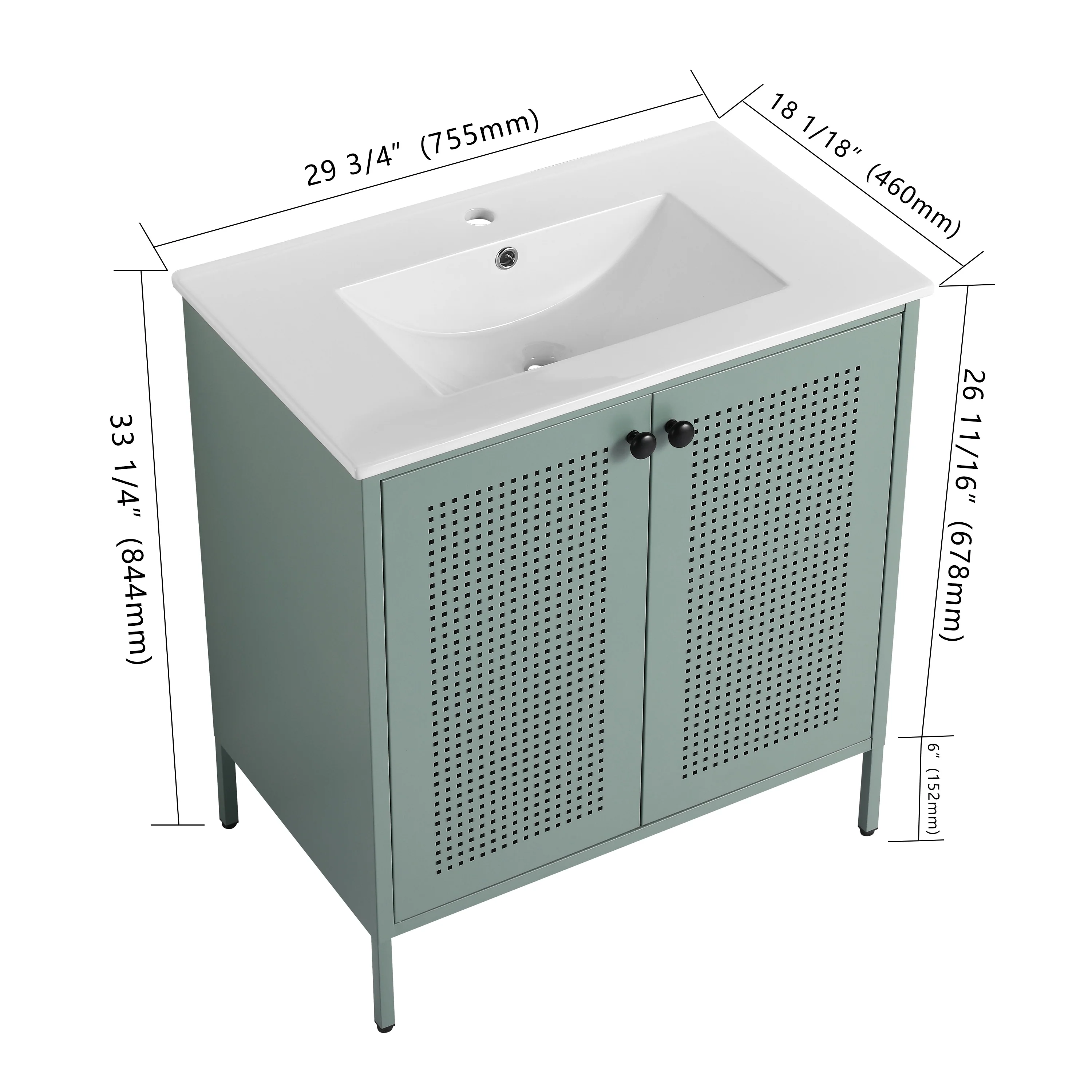 BNK 24/30 inch Freestanding Single Sink Bathroom Vanity with Soft Close Door and 1 adjustable shelf