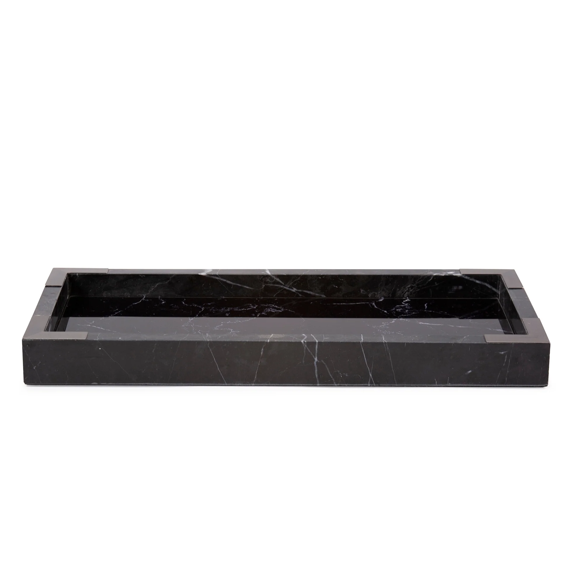 Allan Andrews Mirrored Marble Tray with Brushed Brass Accents - N/A