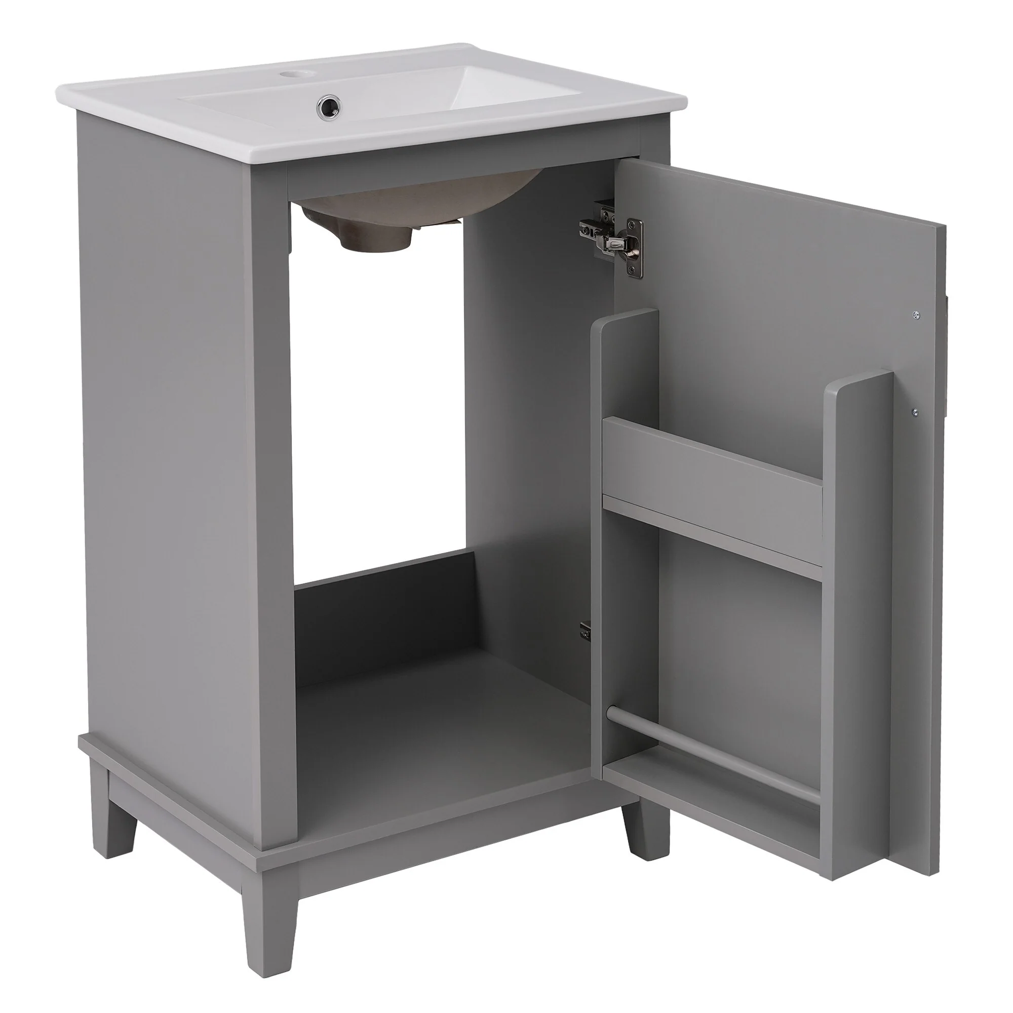 20 Inch Modern Bathroom Vanity with Ceramic Sink Small Space Cabinet
