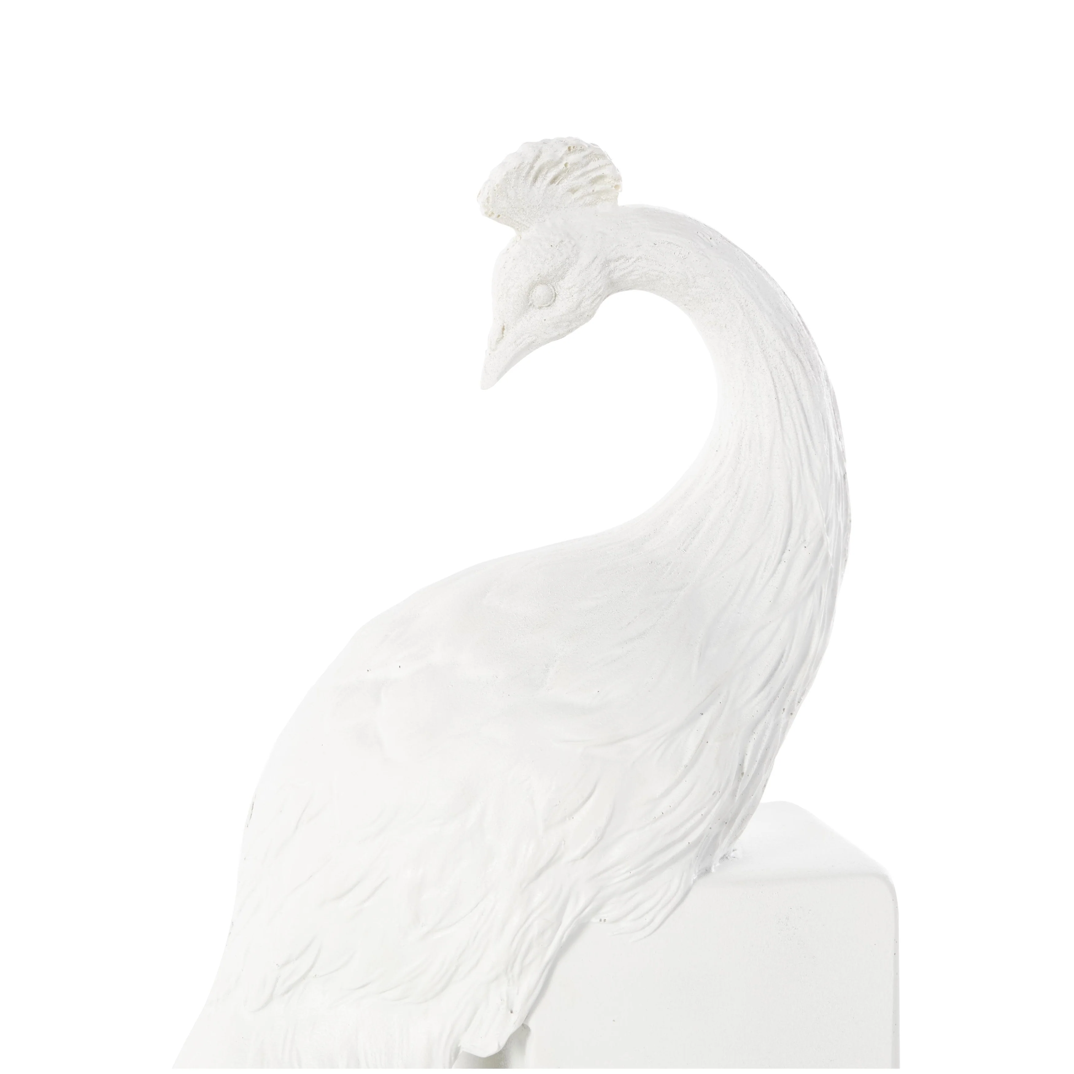 Resin Peacock Textured Decorative Bookends with Tall Block Bases - Set of 2 White - Roche River Decor