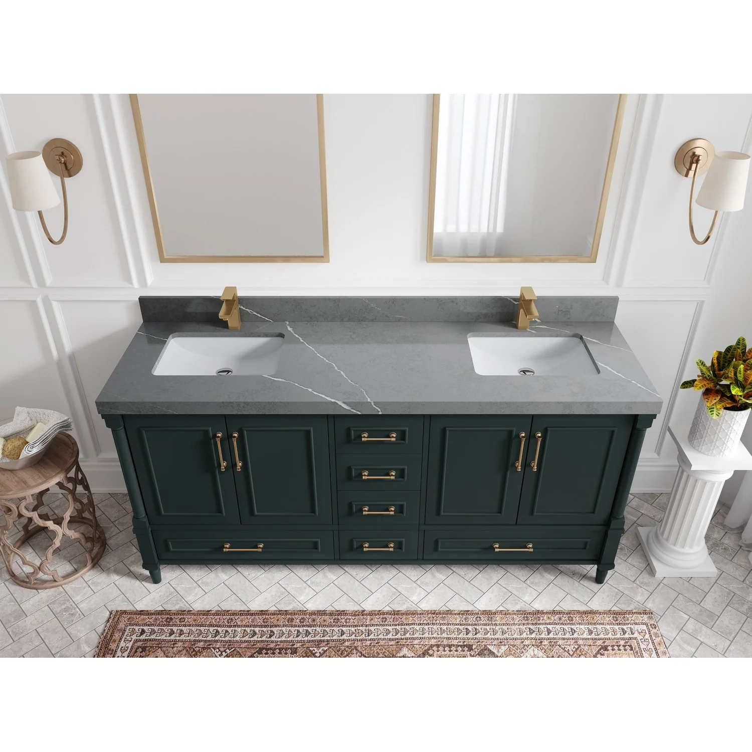 Willow Collections 72 in. W x 22 in. D Aberdeen Double Sink Bathroom Vanity with Countertops