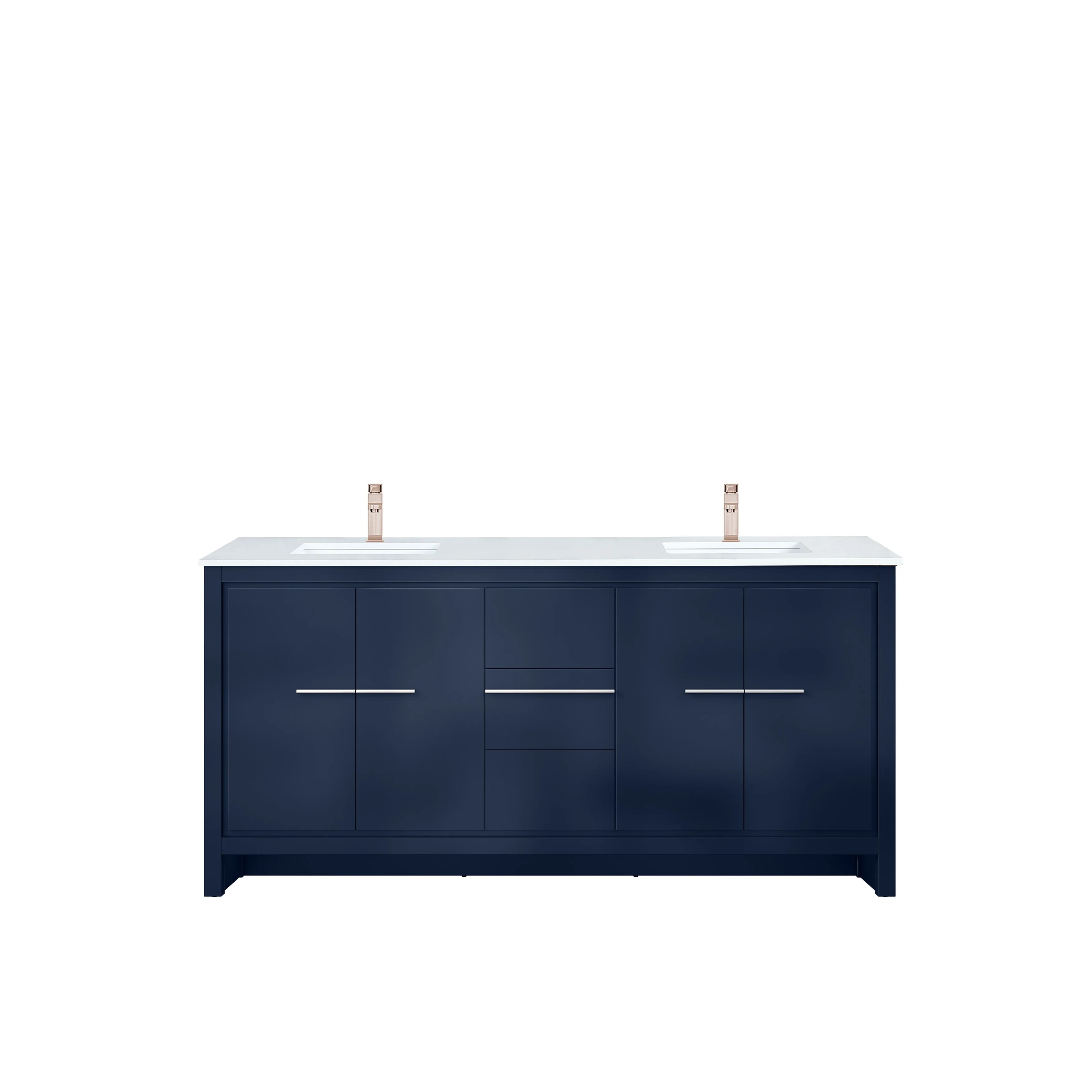 Lafarre Bath Vanity Cultured Marble Top, Sink and Rose Gold Faucet