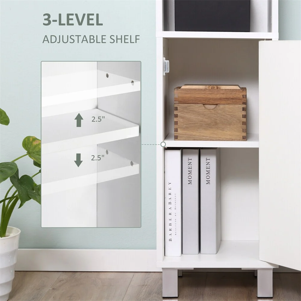 Tall Bathroom Storage Cabinet with Mirror,Freestanding Tower Cabinet