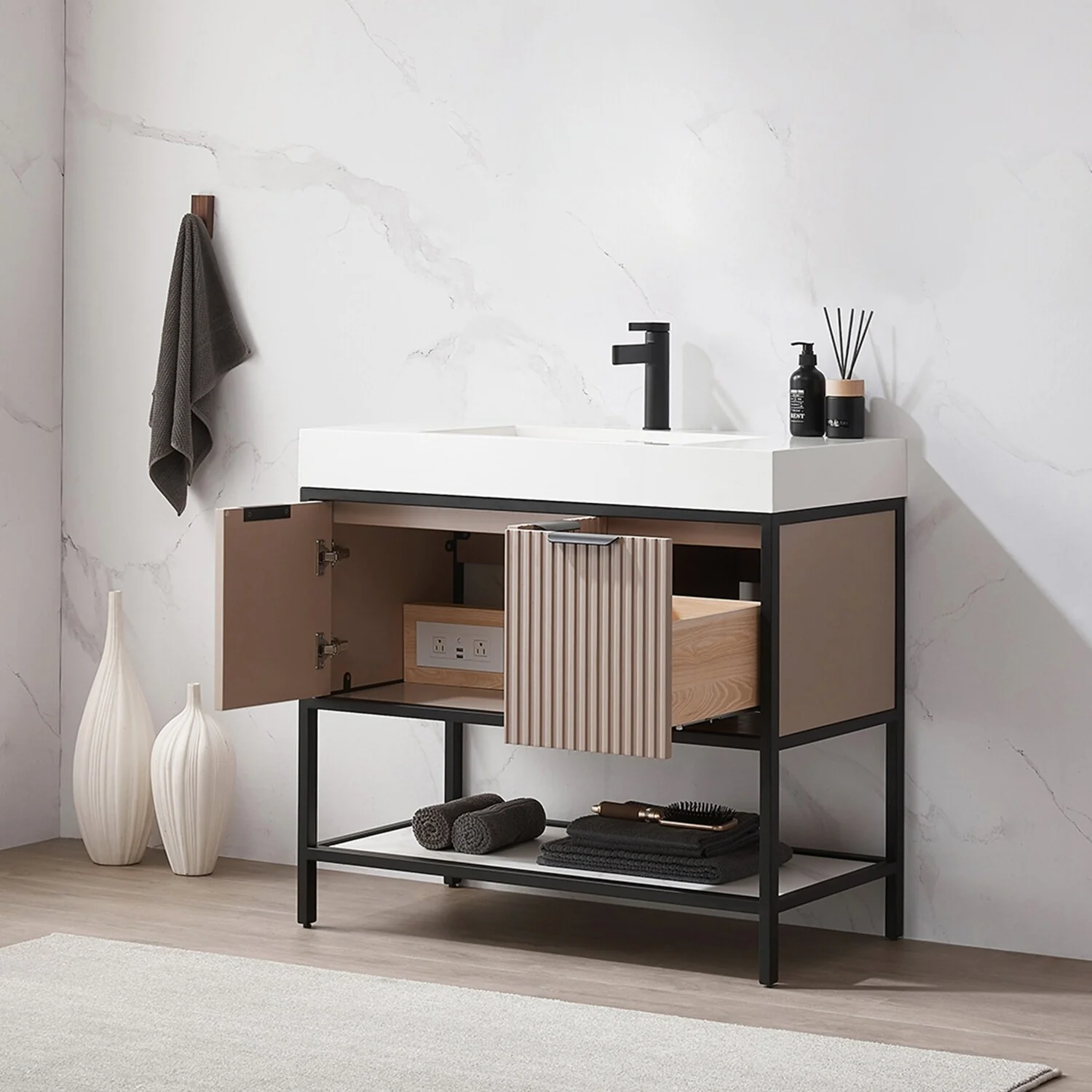 Marcilla 36 in. Single Sink Bath Vanity with Stone Sink Top