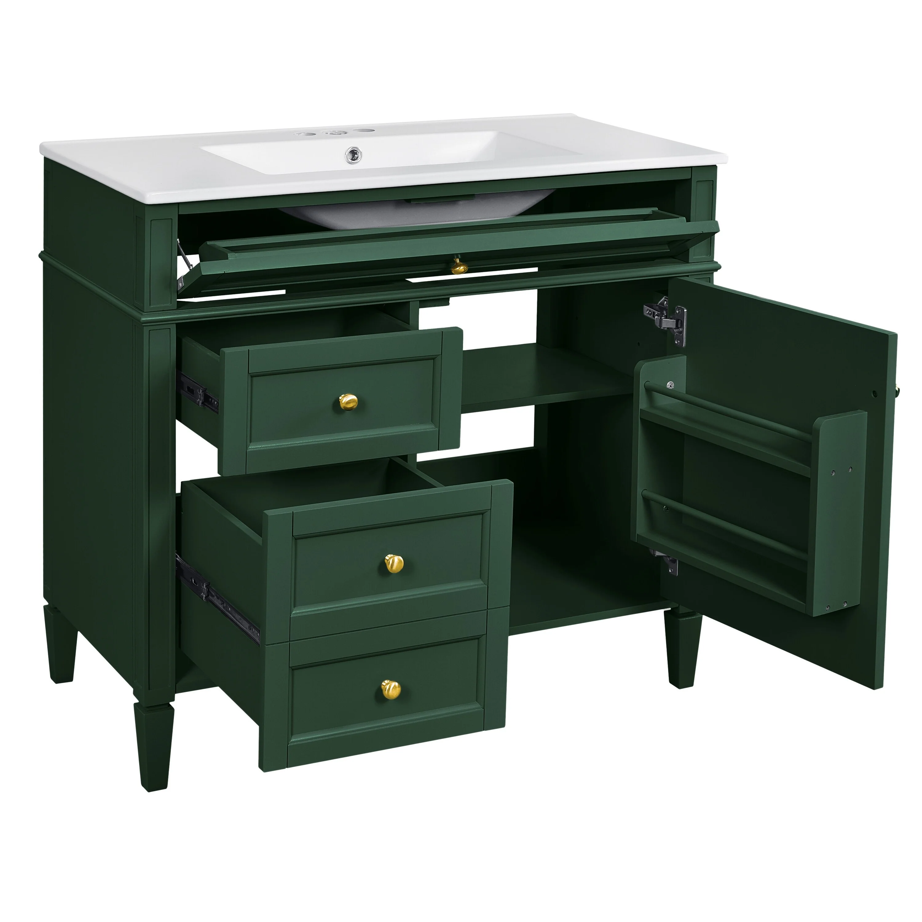 Bathroom Vanity with Single Sink, Bathroom Vanities with 2 Drawers, Bathroom Storage Cabinet with 1 Tip-Out Drawer and 1 Door