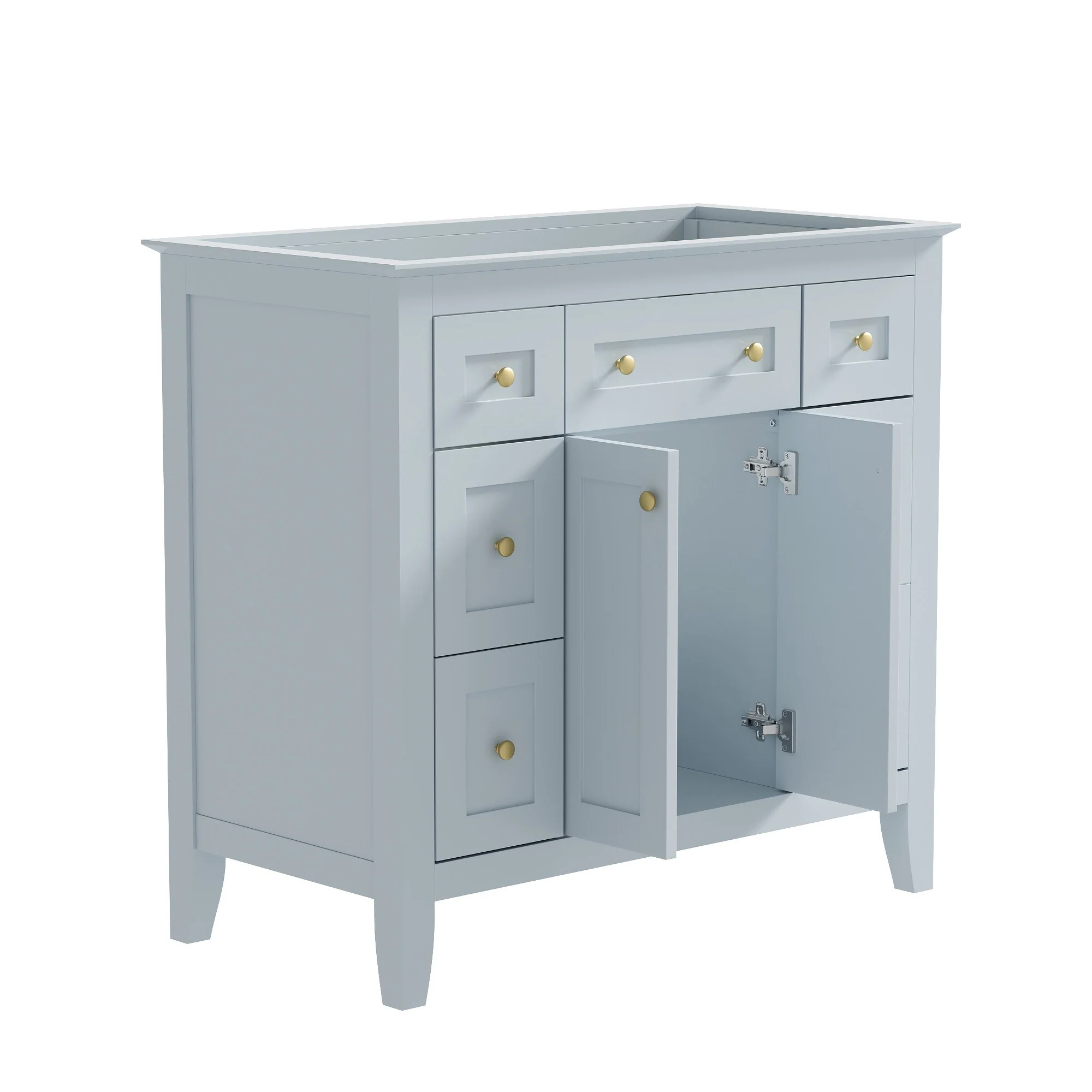 Modern Freestanding Single Bathroom Cabinet with 6 Drawers 2 Cabinets
