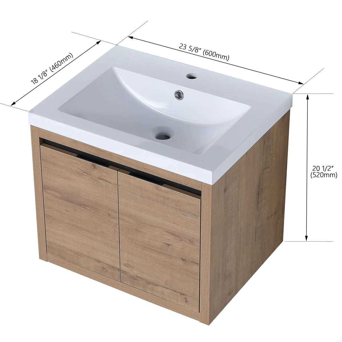 Bathroom Vanity With Sink In 24 Inch, Floating Bathroom Vanity With Soft Close Door