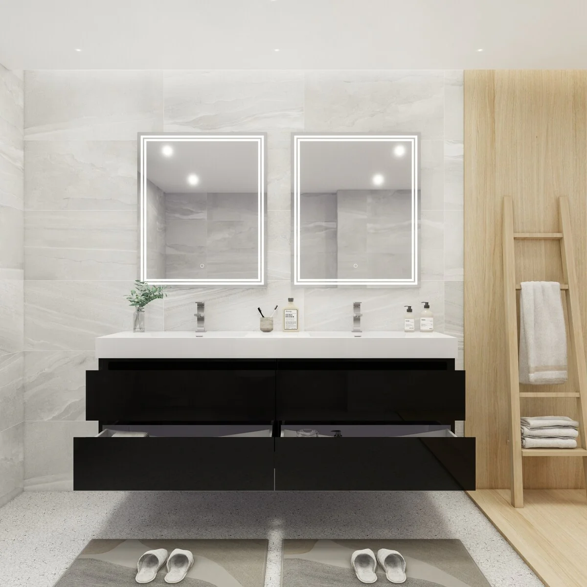 Baillie 72'' Wall-Mounted Vanity with Double Reinforced Acrylic Sink