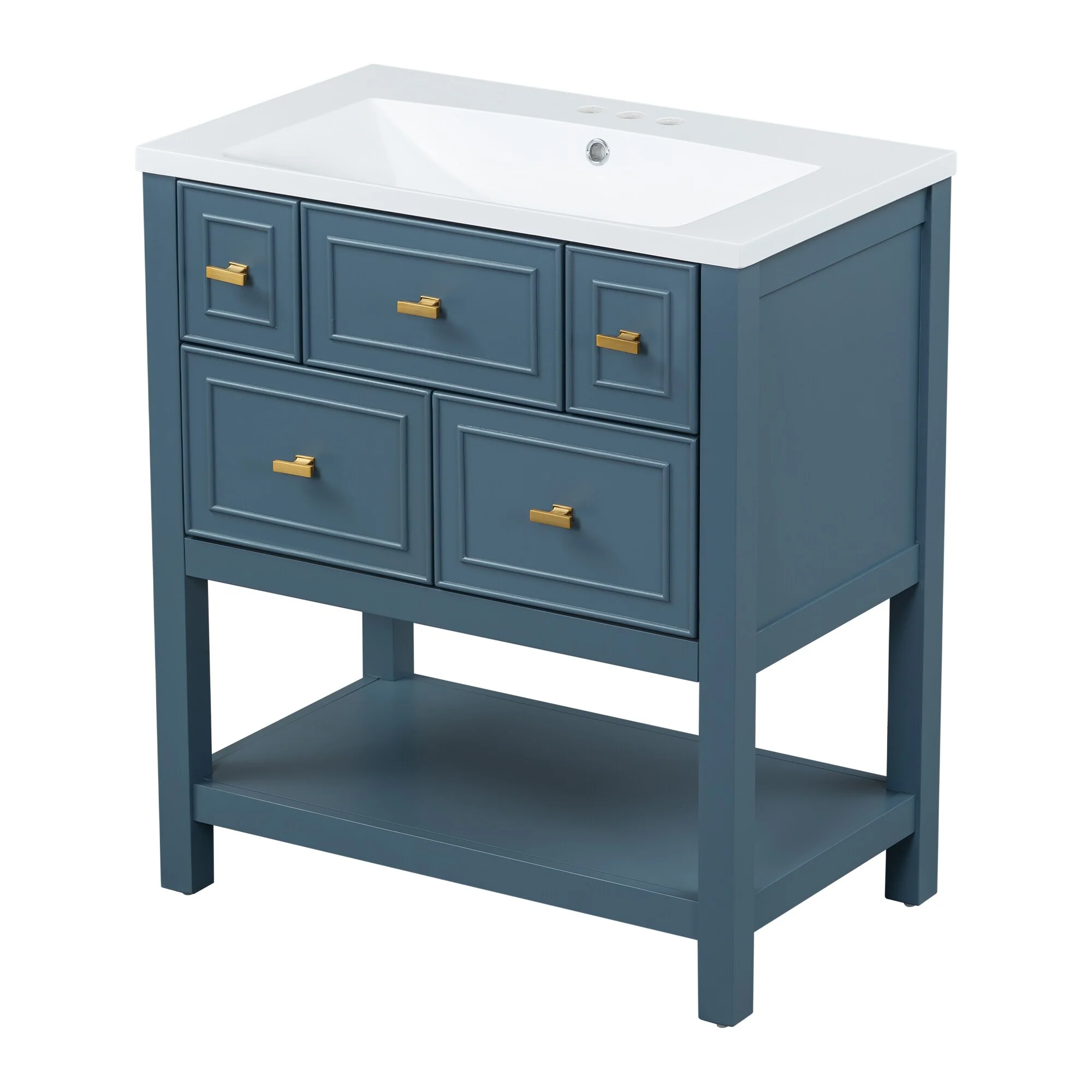 Free Standing Single Bathroom Vanity with 5 Drawers Bathroom Storage Cabinet