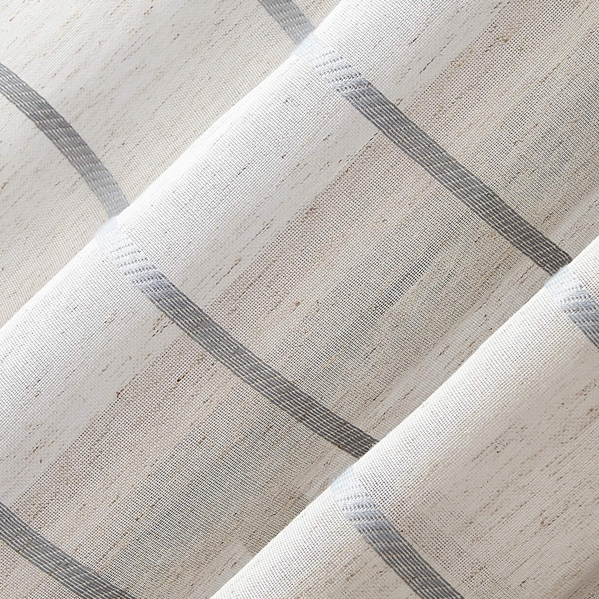 Clean Window Twill Stripe Anti-Dust Linen Blend Sheer Curtain Panel, Single Panel