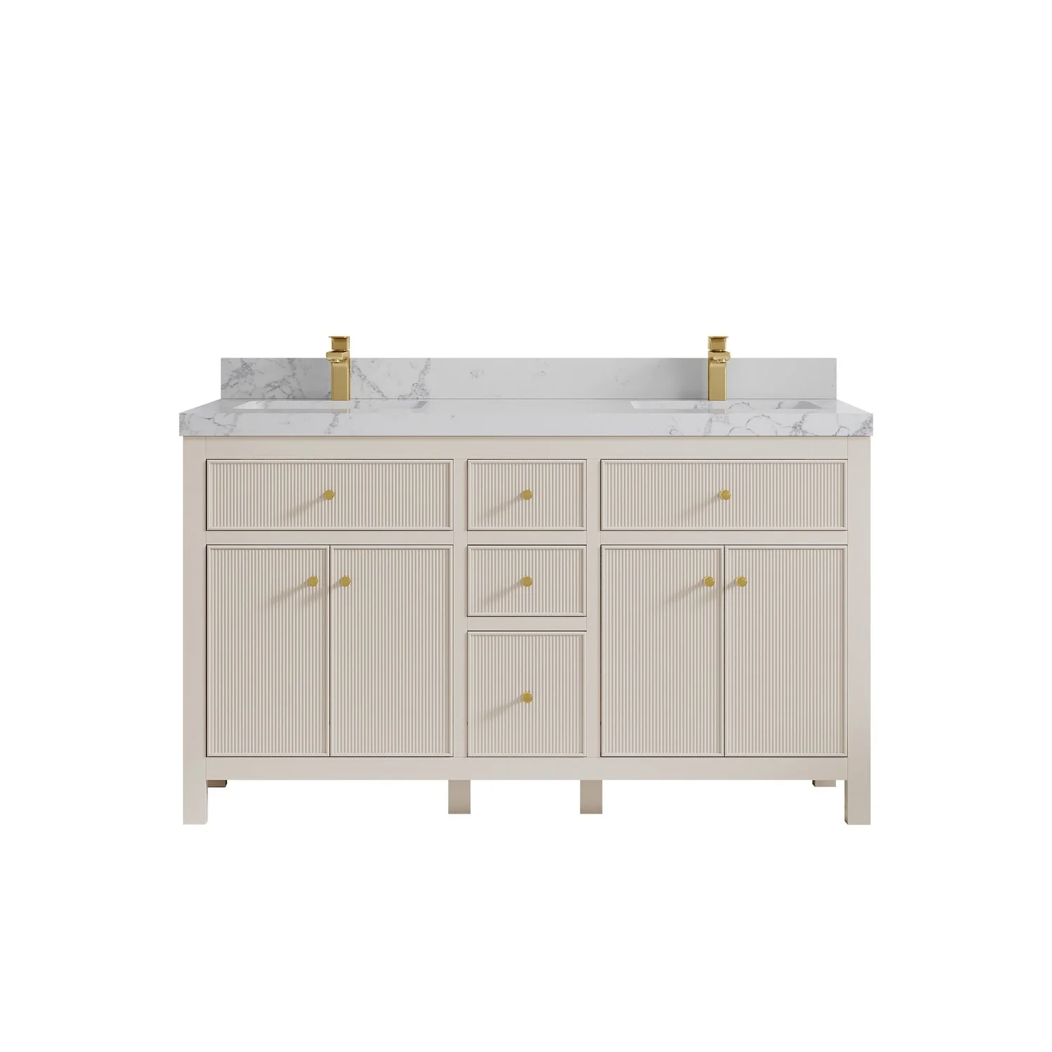 Willow Collections 60 in. W x 22 in D. Sonoma Free Standing Reeded Double Sink Bathroom Vanity with Countertop