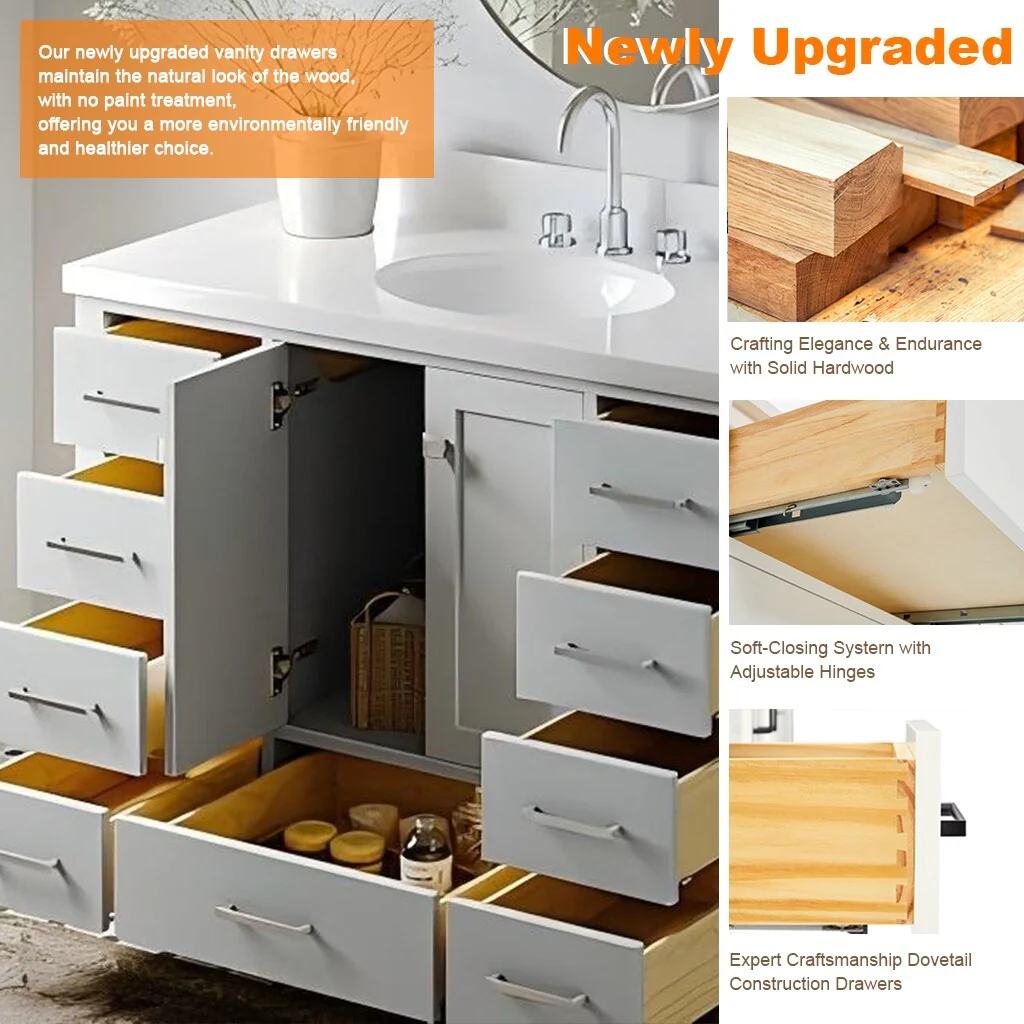 Prismosaic 48 in. Lunar Gray Vanity with Countertop & Splash, Single Sink