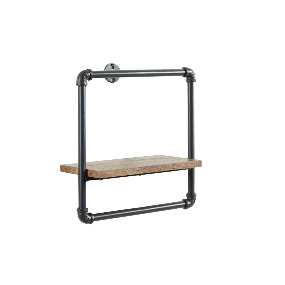 Romi Industrial Sand Black Metal Pipe Wall Shelf by Furniture of America