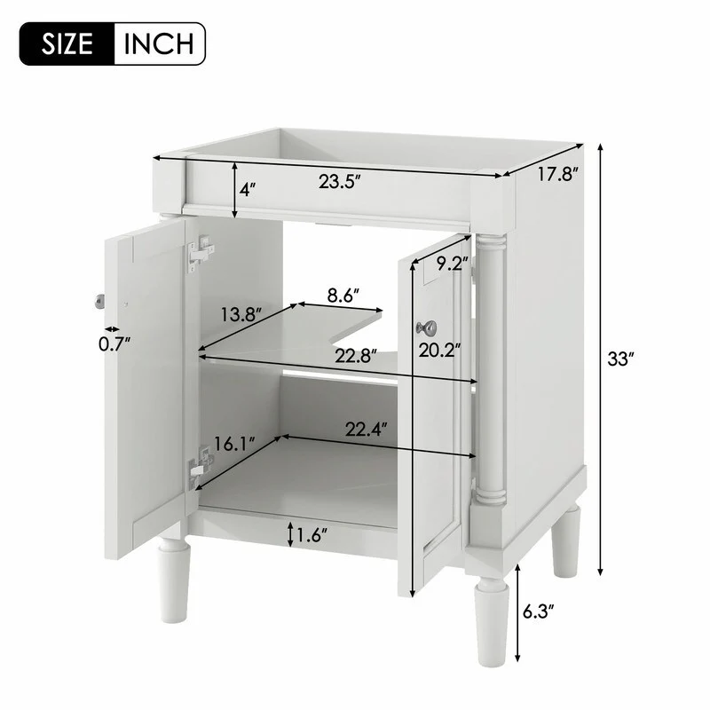 24'' Bathroom Vanity with Top Sink: Modern 2-Tier Storage Cabinet, Single Sink, Large Shelves