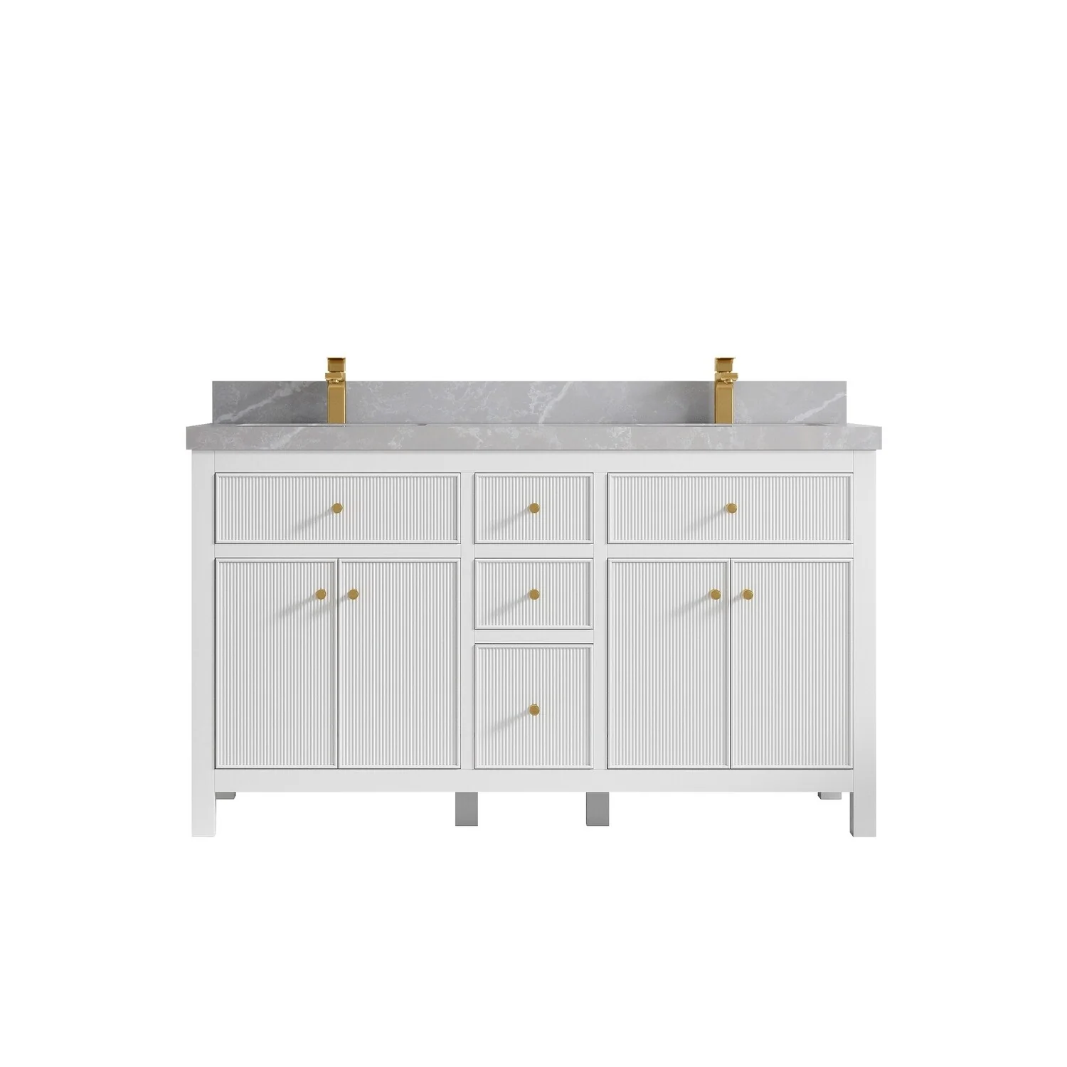 Willow Collections 60 in. W x 22 in D. Sonoma Free Standing Reeded Double Sink Bathroom Vanity with Countertop