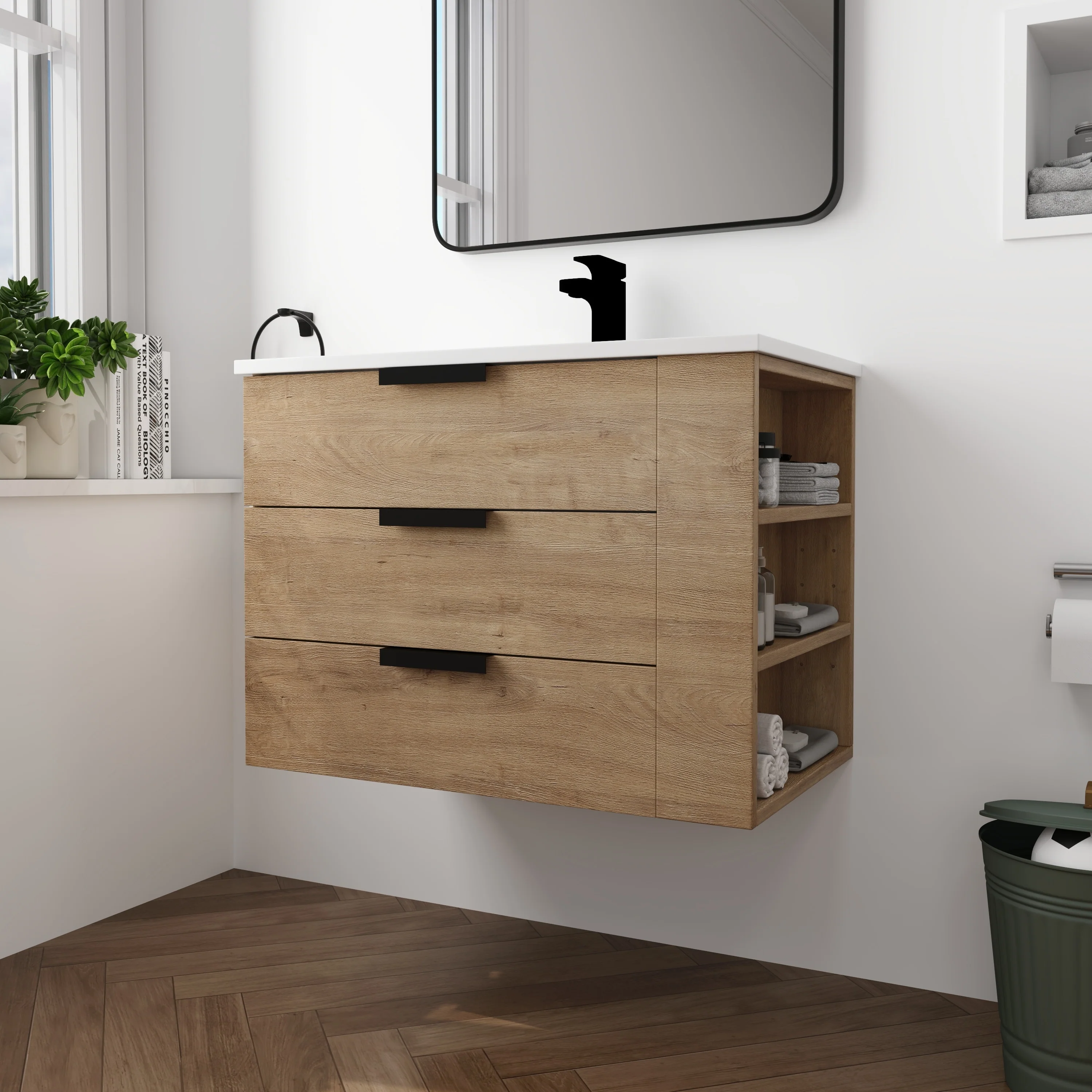 Beingnext 30''/36'' Single Sink Floating Bathroom Vanity with Soft Close Drawer and Adjustable Shelf