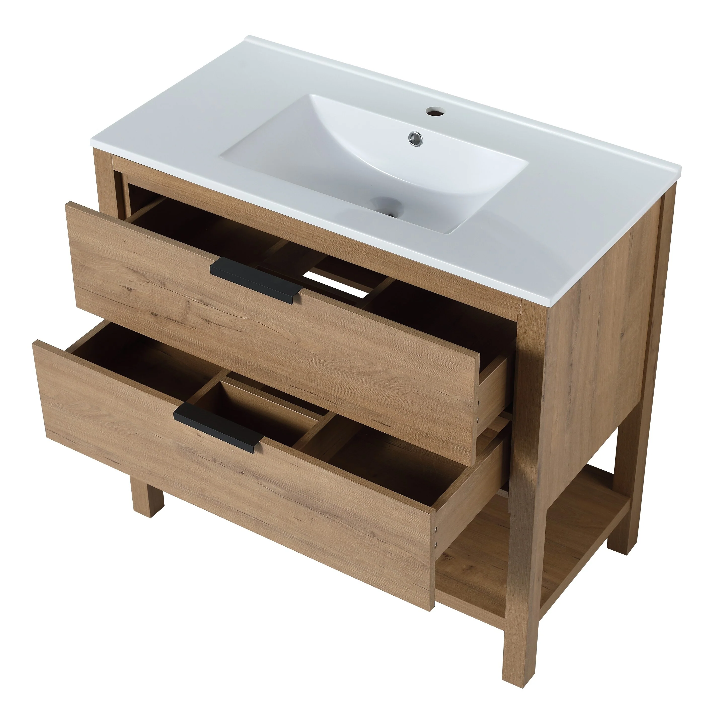BNK 30/36 Inch Bathroom Vanity With Single Sink,Modern Bathroom Vanities With Soft Close Drawer And Shelf