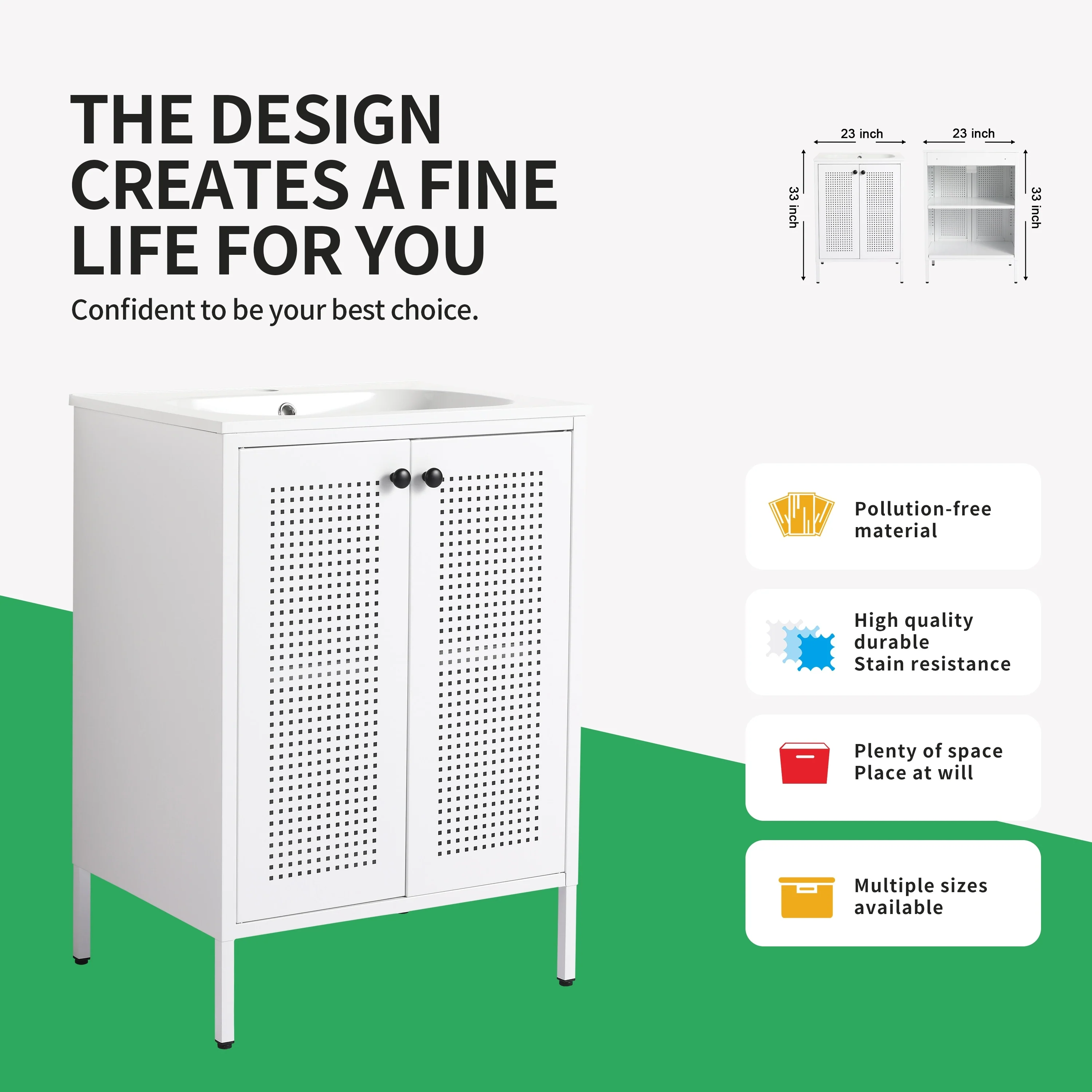 BNK 24/30 inch Freestanding Single Sink Bathroom Vanity with Soft Close Door and 1 adjustable shelf