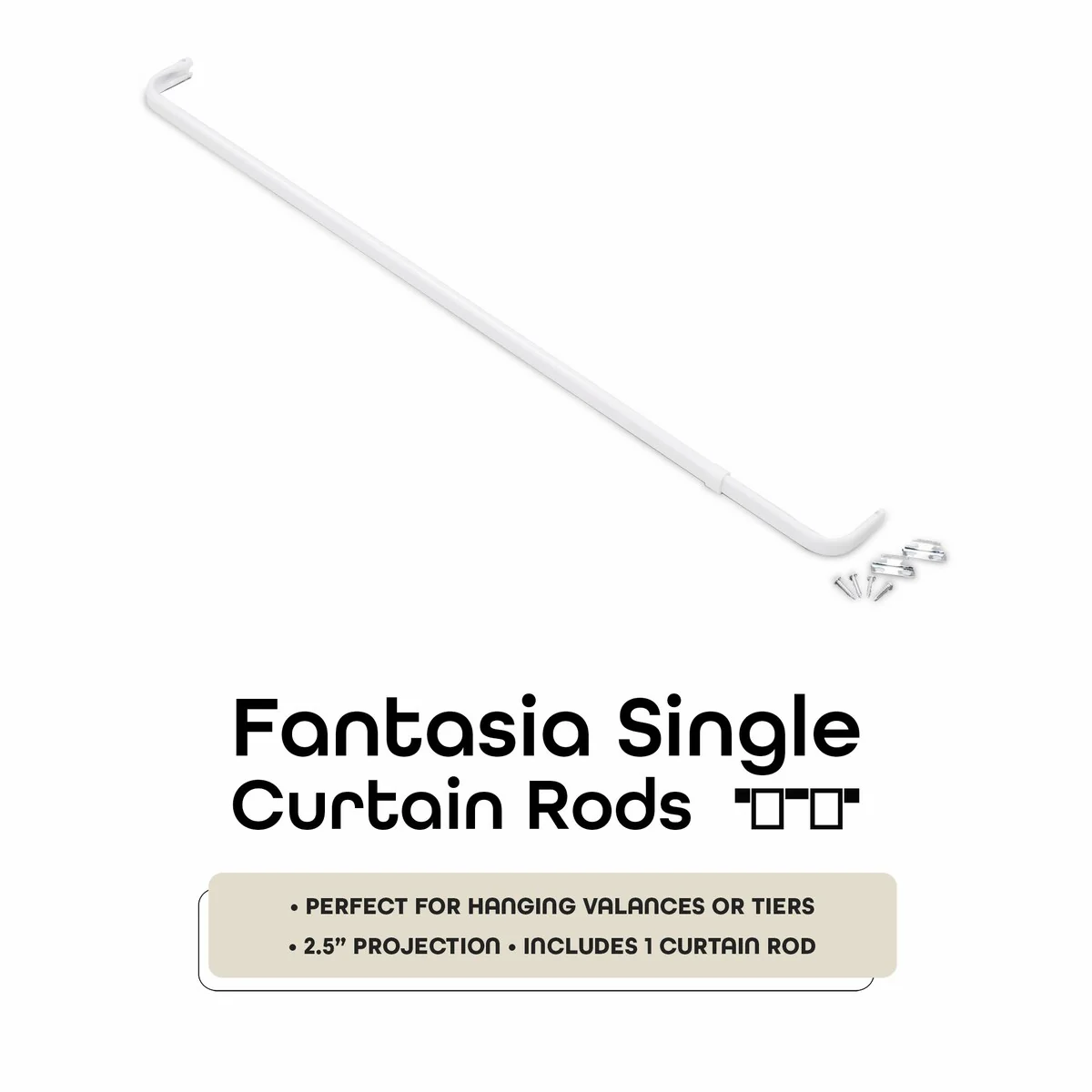 ACHIM Fantasia Single Curtain Rod 2.5