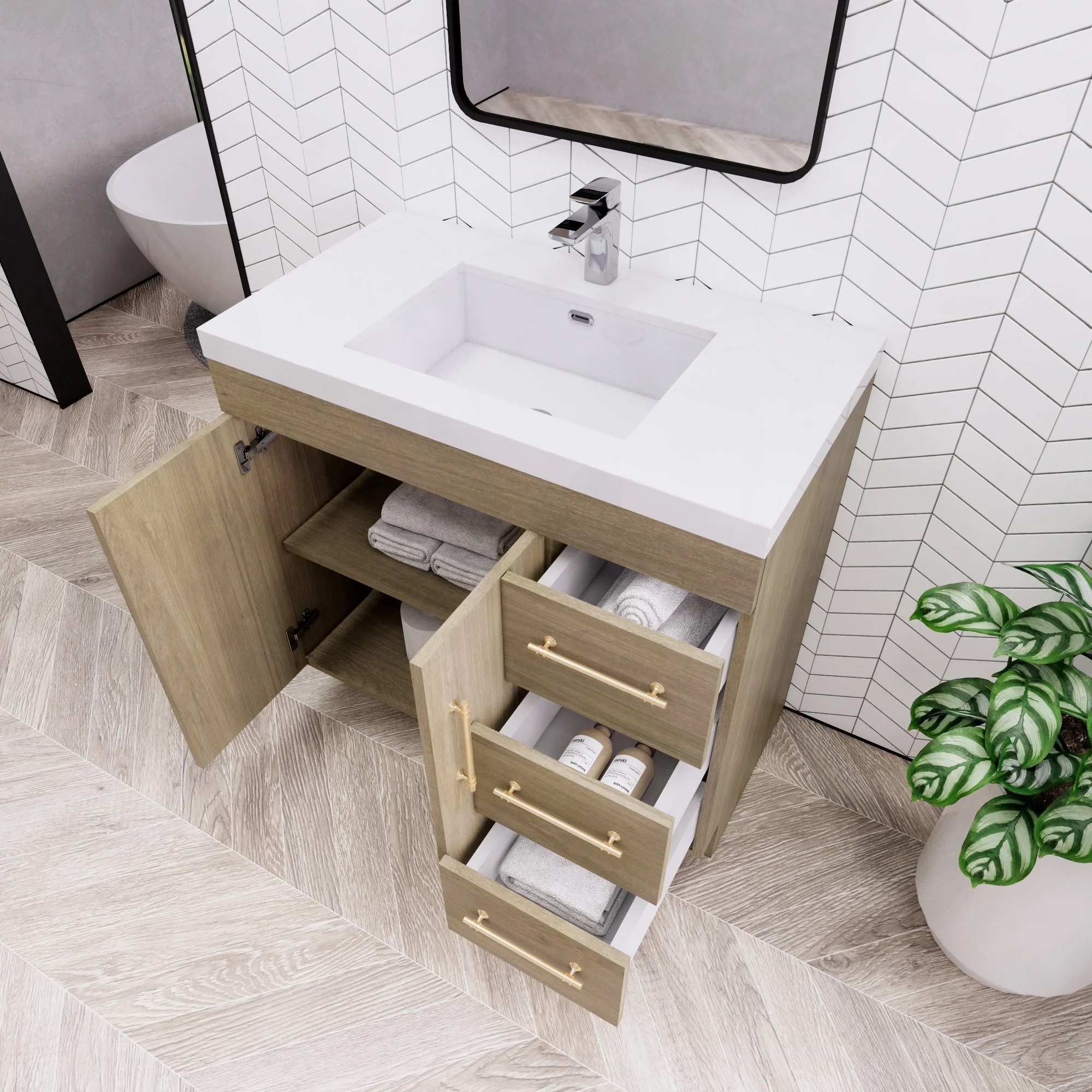 Eliza 36 Freestanding Vanity (Right Drawers) with Single Sink