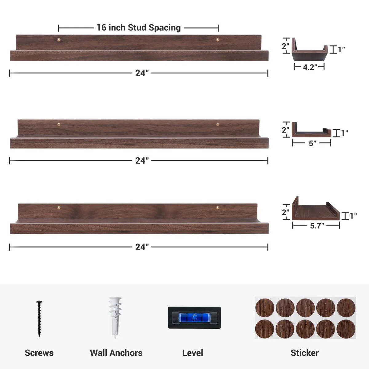Picture Ledge Shelf, Floating Shelves Wall Mounted Set of 3