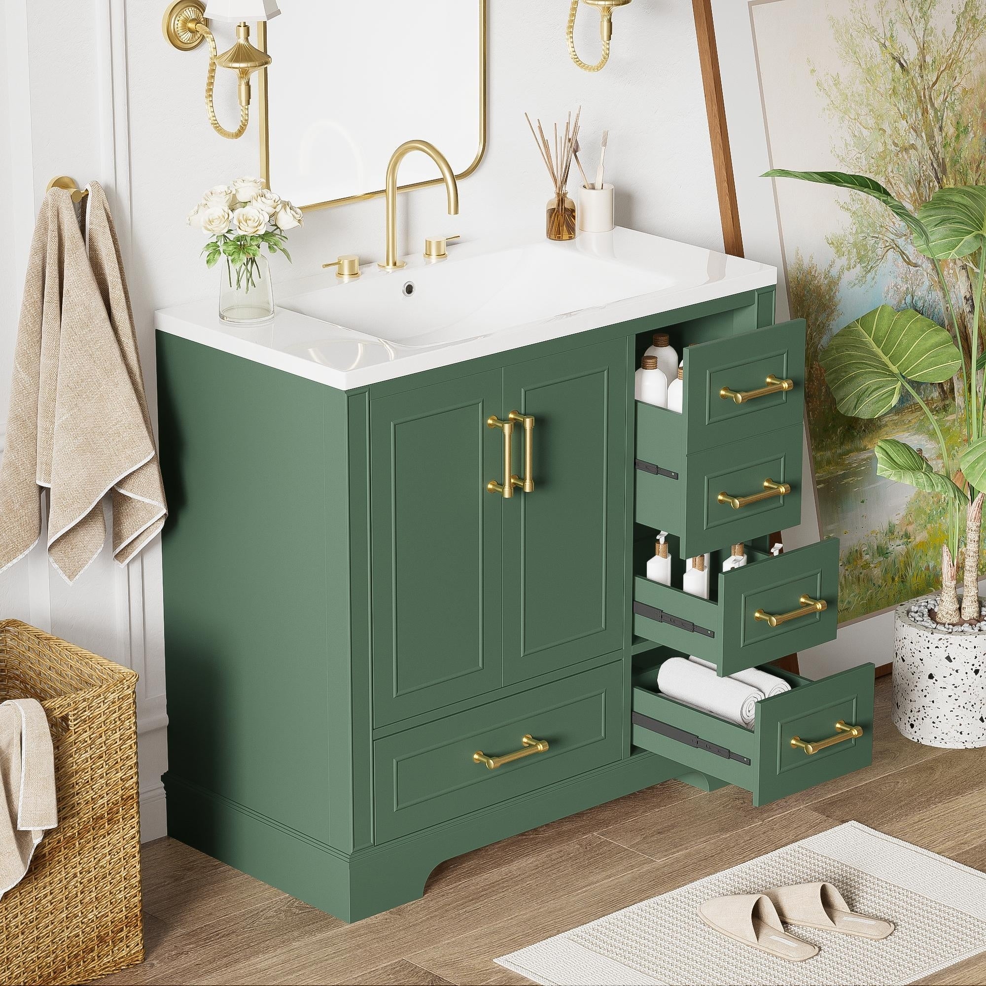 36-inch Traditional Bathroom Vanity with Four Drawers