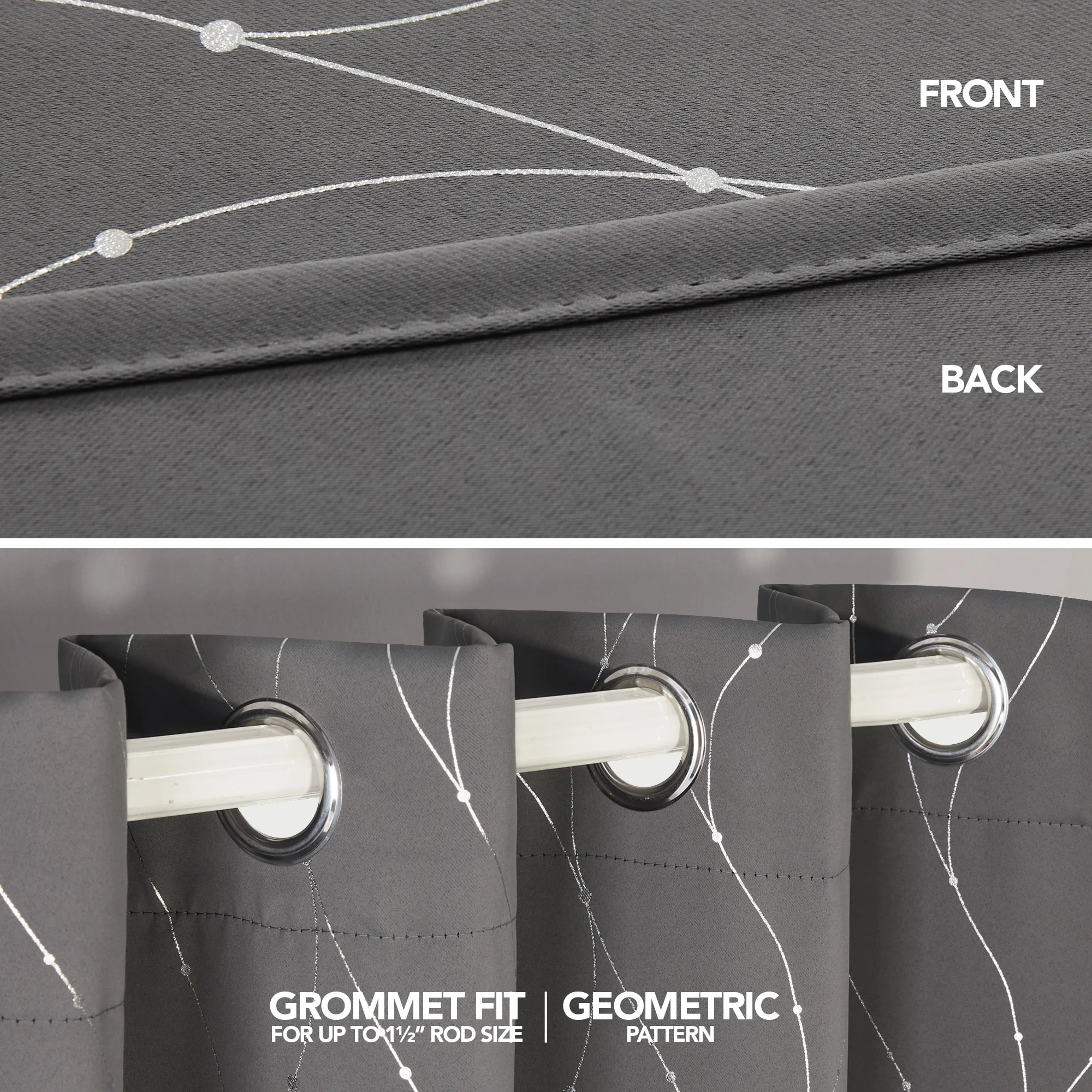 Deconovo Wave Line with Dots 52 Width Curtains Pair(2 Panel)