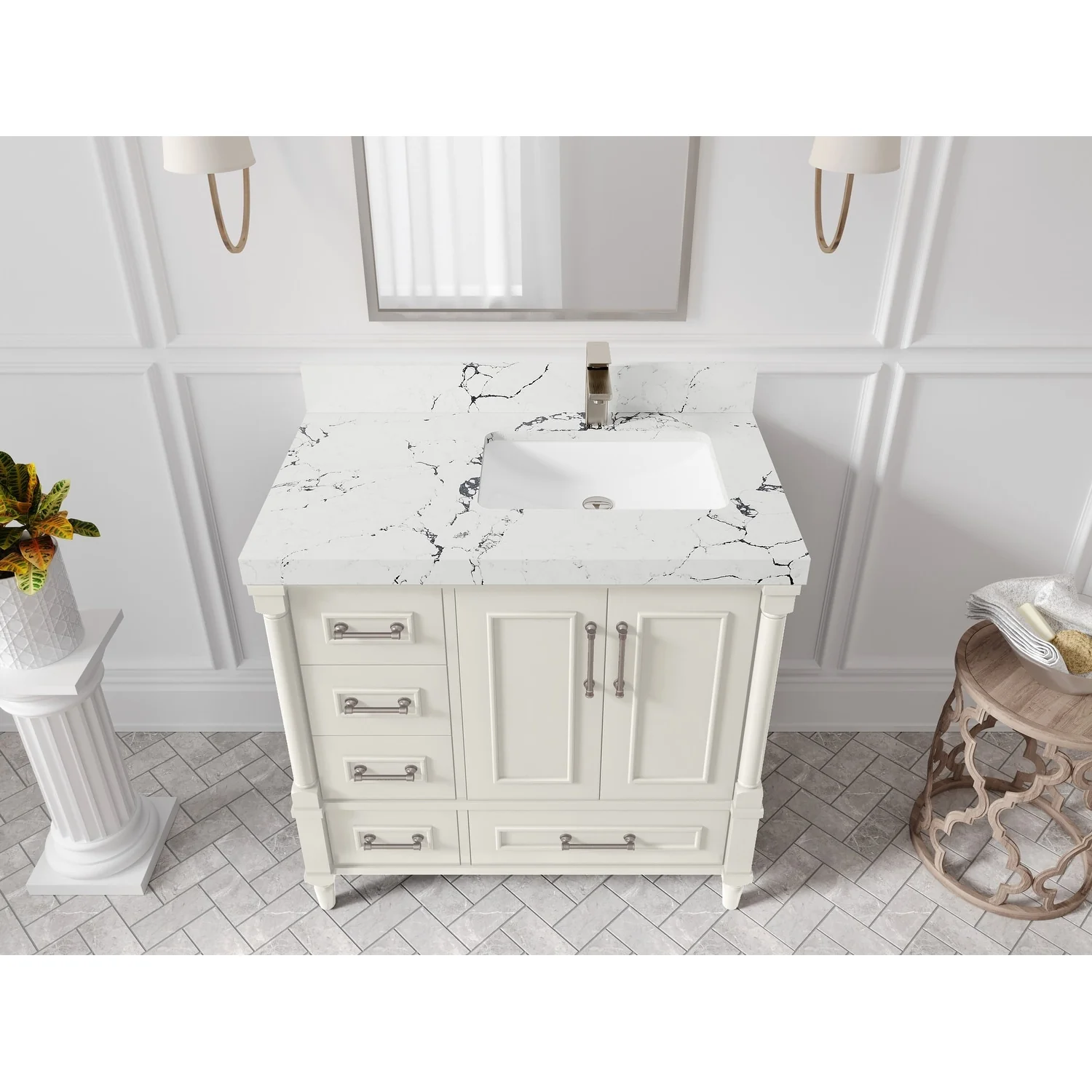 Willow Collections 36 in. W x 22 in. D Aberdeen Right Offset Sink Bathroom Vanity with Countertop