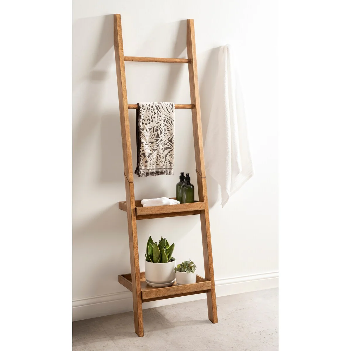 Kate and Laurel Lowry Wood Ladder Shelf - 18x14x58