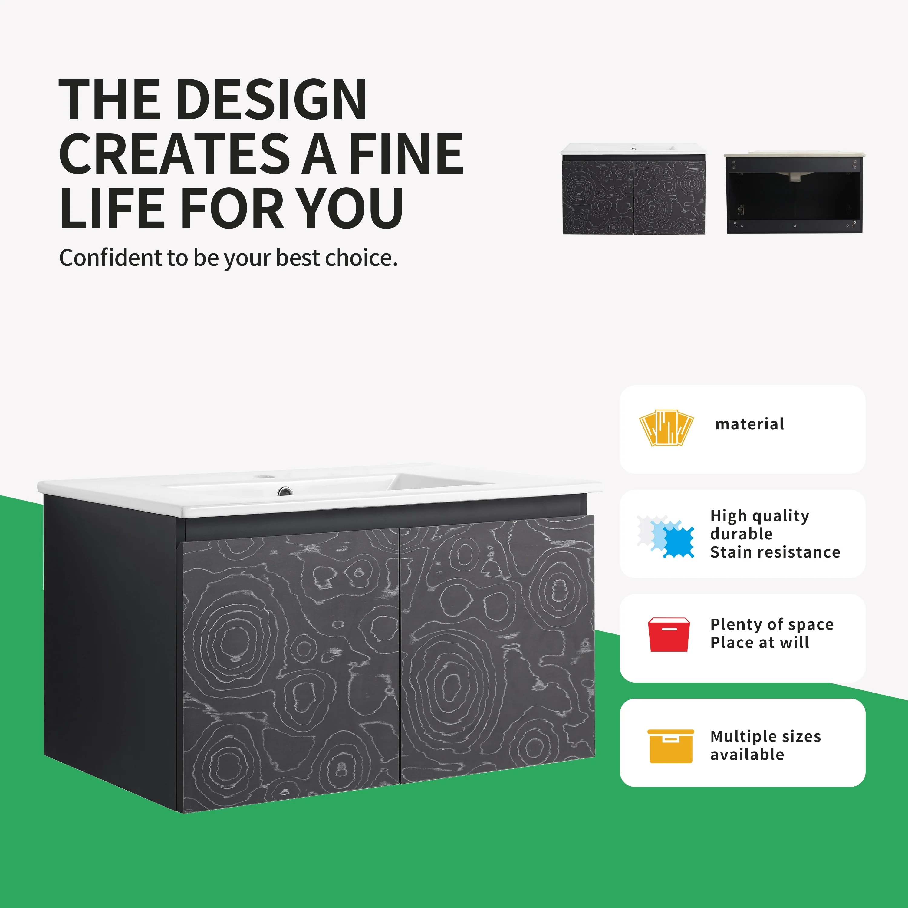 BNK 24/30/48 Inch Double Sink Bathroom Vanity with Soft Close Door