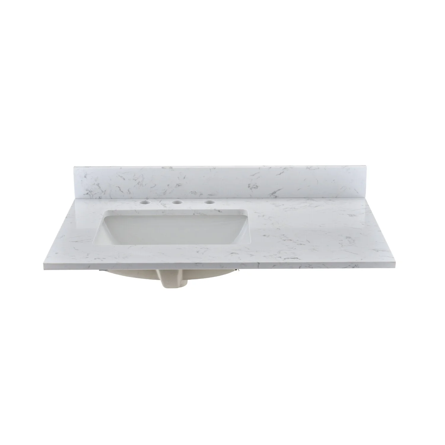 PROOX Bath Cultured Marble Vanity Top Undermount Rectangle Sink Backsplash Included
