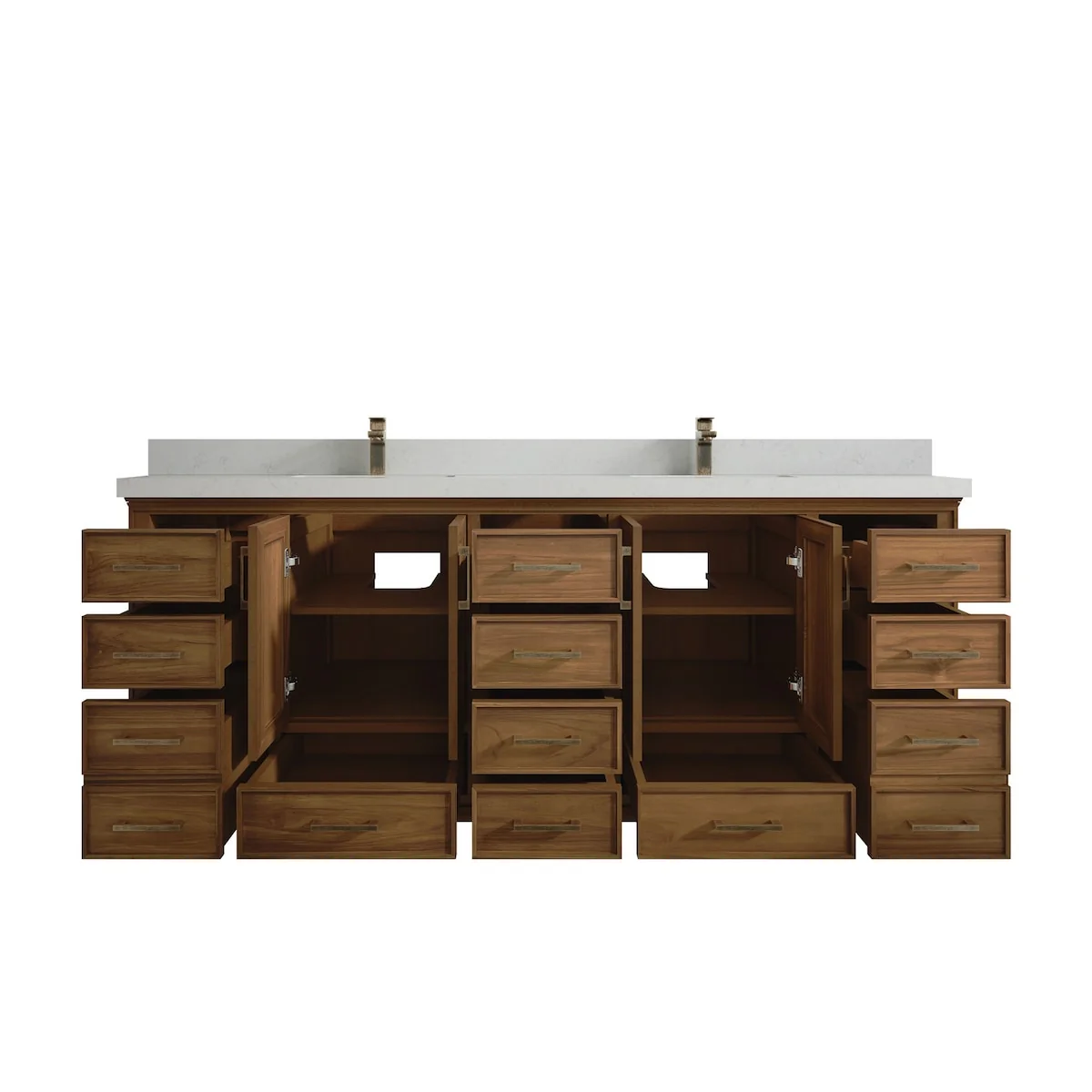Willow Collections 84 in. W x 22 in. D Charlotte Teak Double Sink Bathroom Solid Teak Vanity with Countertop
