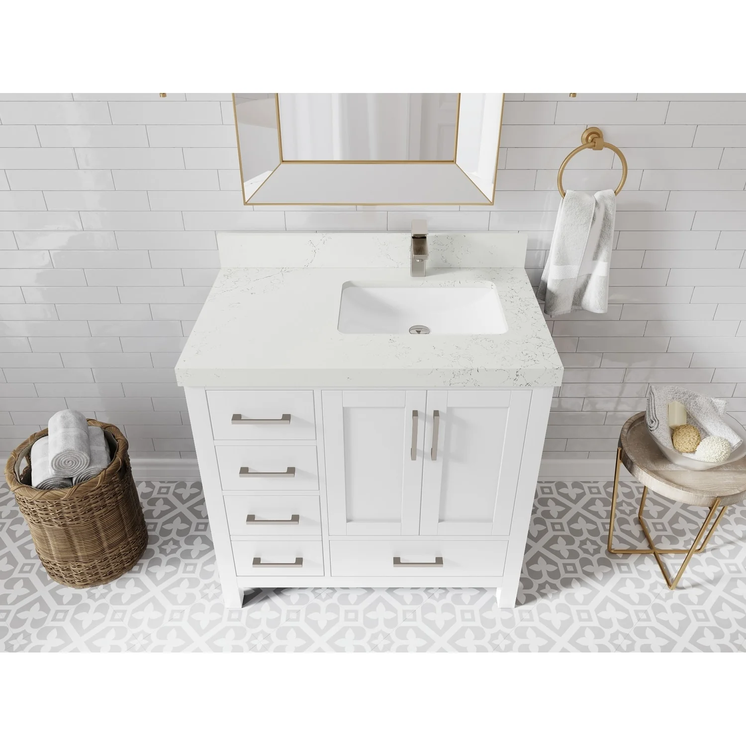 Willow Collections 36 in. W x 22 in. D Malibu Right Offset Sink Bathroom Vanity with Countertop