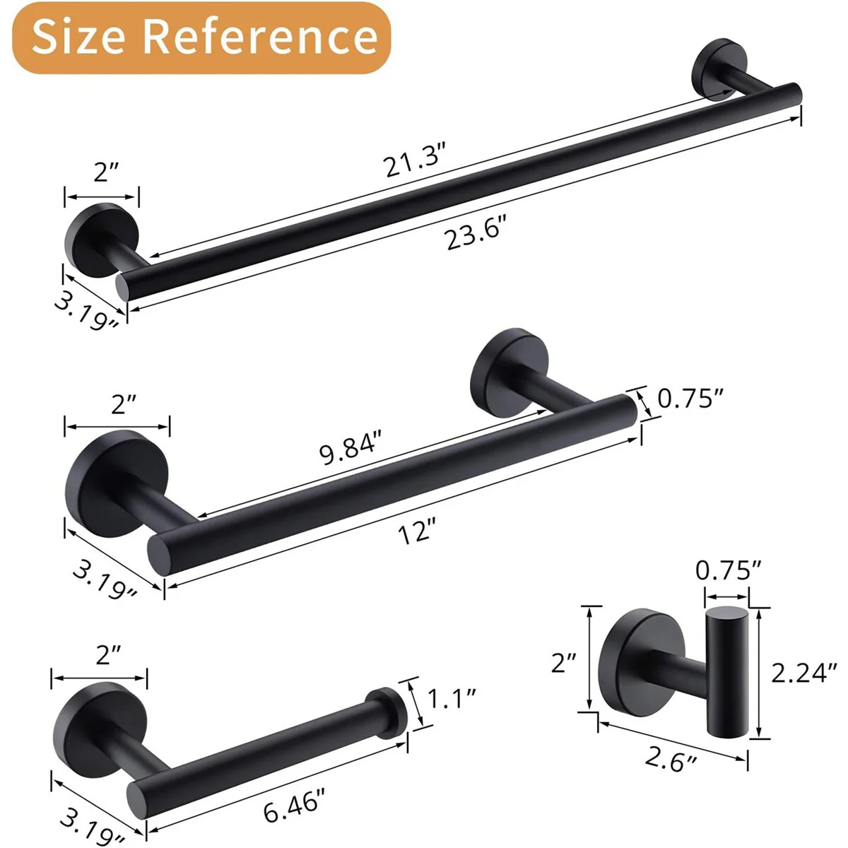 4Pcs Bathroom Hardware kit Includes Bath Towel bar,Multi-Function Hook