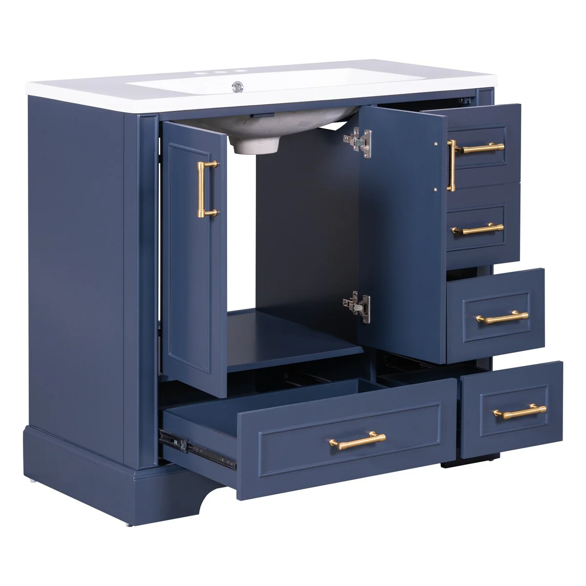 Bathroom Cabinet with Two Doors and Four Drawers