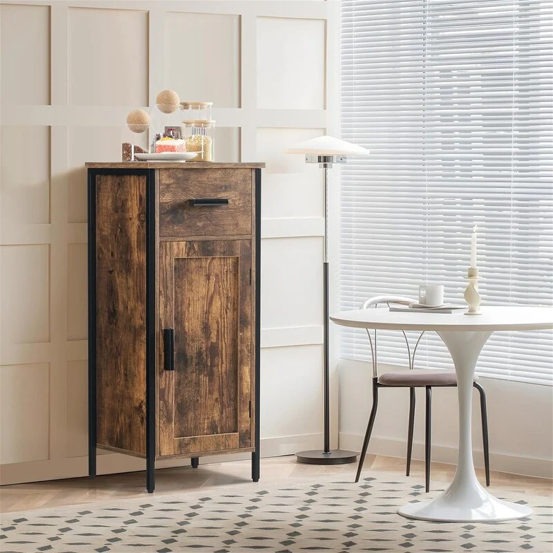 Narrow Floor Storage Cabinet with 1 Door and 1 Drawer - 11.8