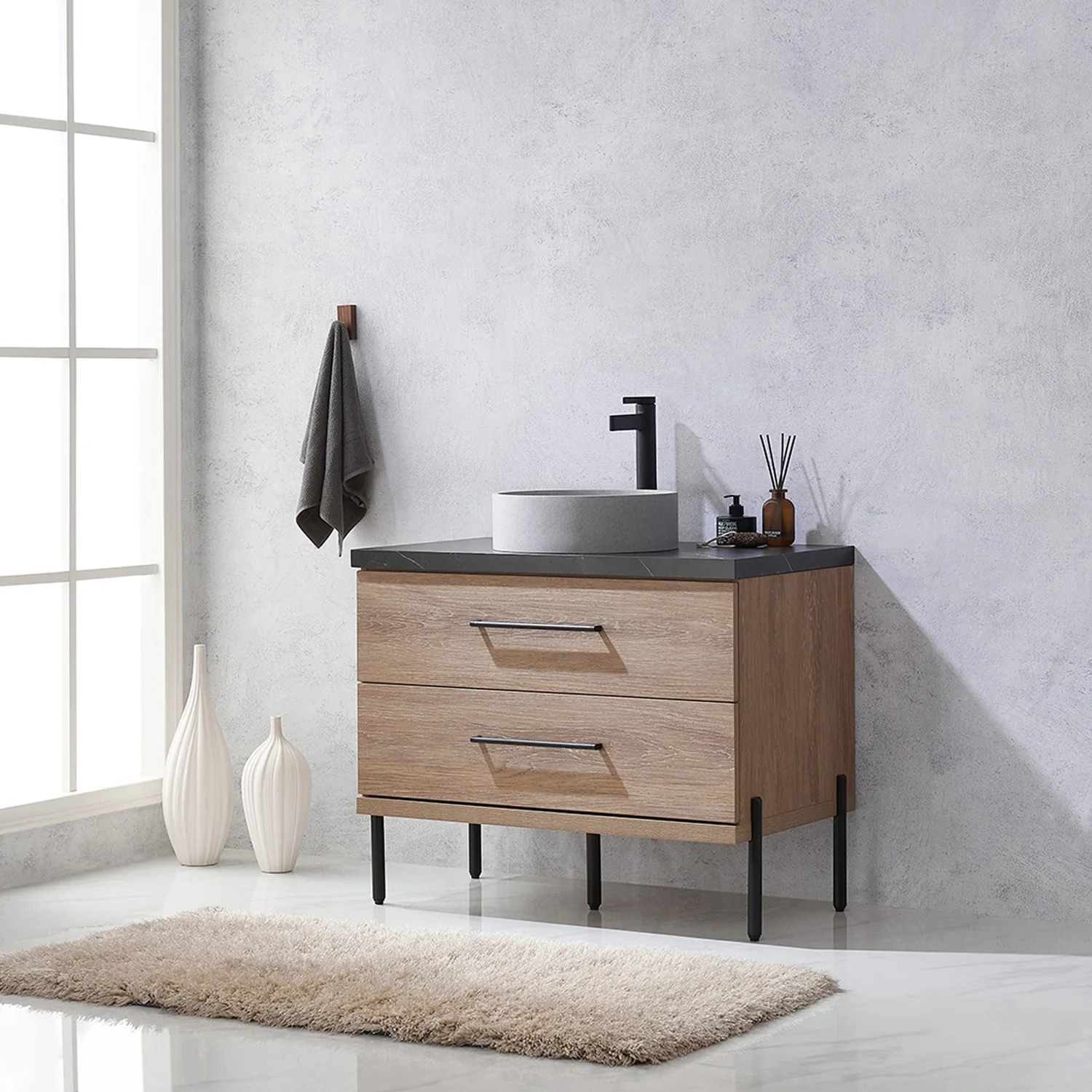 Trento Bath Vanity with Sintered Stone Top with Concrete Sink (C)