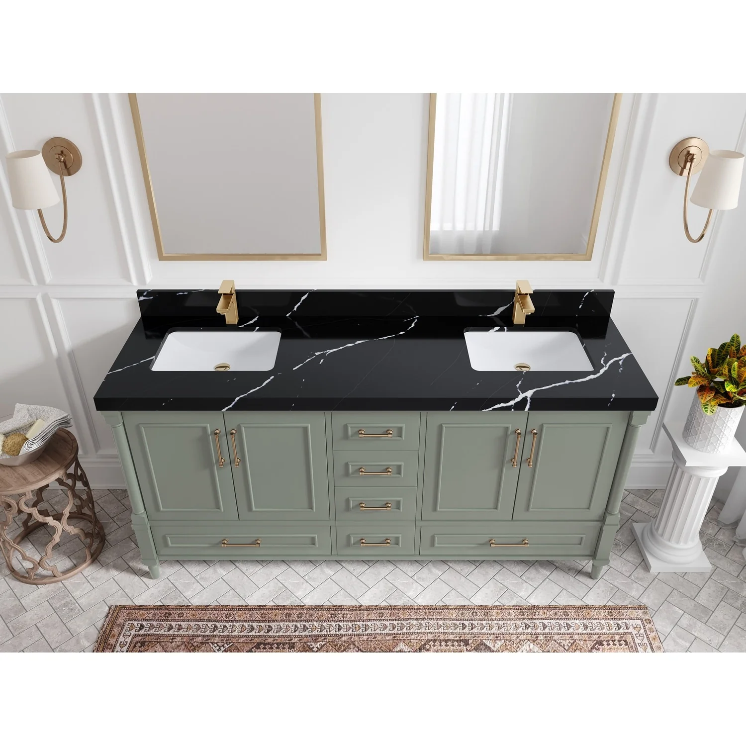 Willow Collections 72 in. W x 22 in. D Aberdeen Double Sink Bathroom Vanity with Countertops