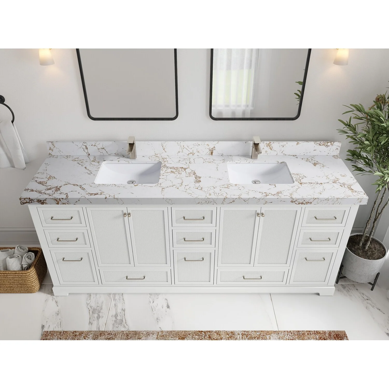 Willow Collections 84 in. W x 22 in. D Alys Double Bowl Sink Bathroom Vanity with Countertop