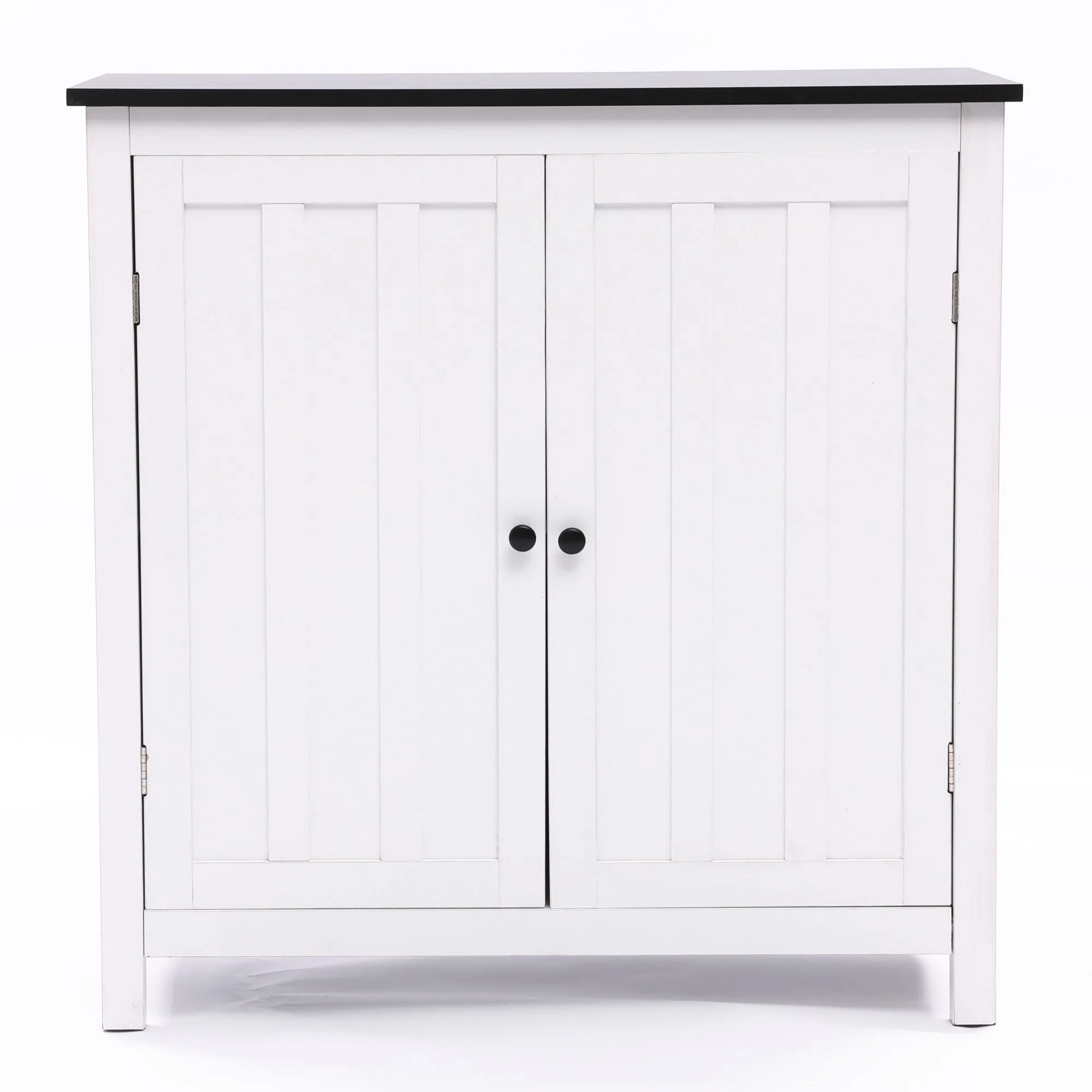 White MDF Wood 2-Door Bathroom Storage Cabinet with an Adjustable Shelf - 32.3