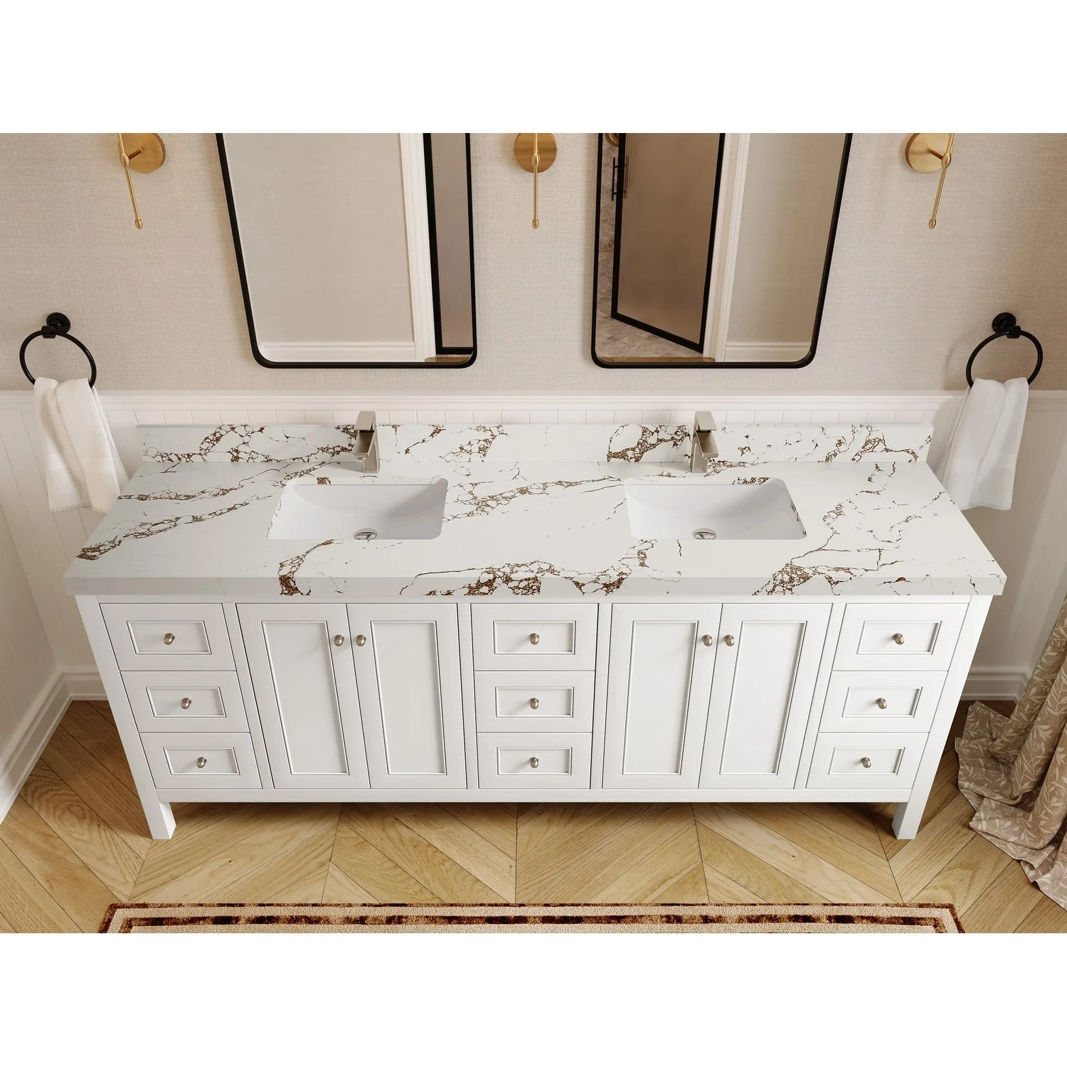 Willow Collections 84 in. W x 22 in. D Nashville Double Bowl Sink Bathroom Vanity with Countertop