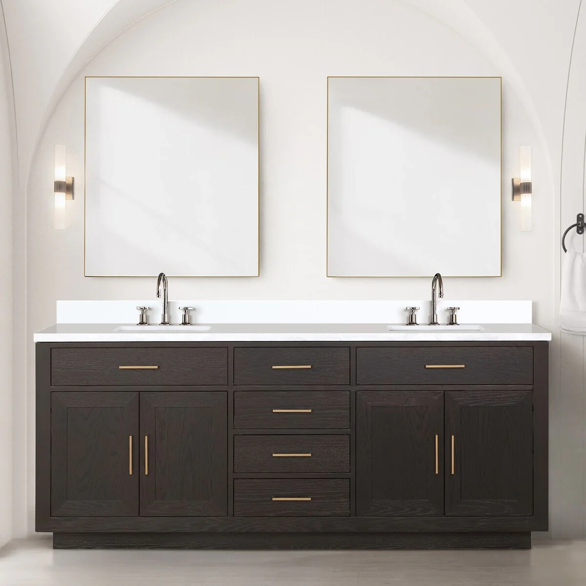 Abbey 60 in W x 22 in D Black Oak Double Bath Vanity and Cultured Marble Top