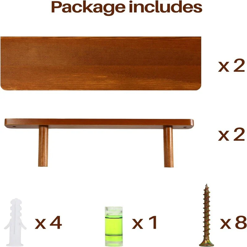 Wall Mounted Shelving Unit All Pine Wood 3 Tier Large Shelf