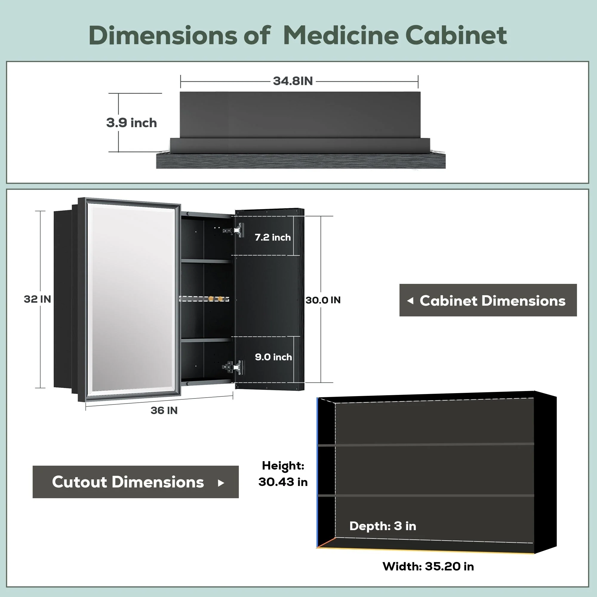 TokeShimi Medicine Cabinets for Bathroom with Mirror, Beveled Framed