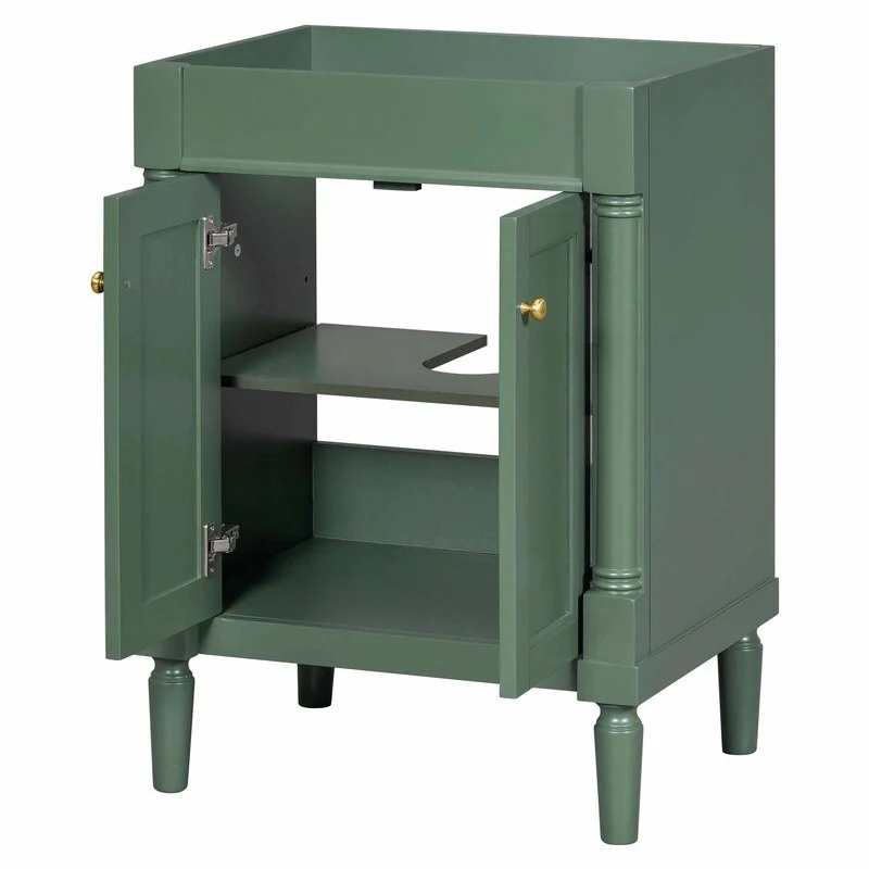 24'' Bathroom Vanity with Top Sink: Modern 2-Tier Storage Cabinet, Single Sink, Large Shelves