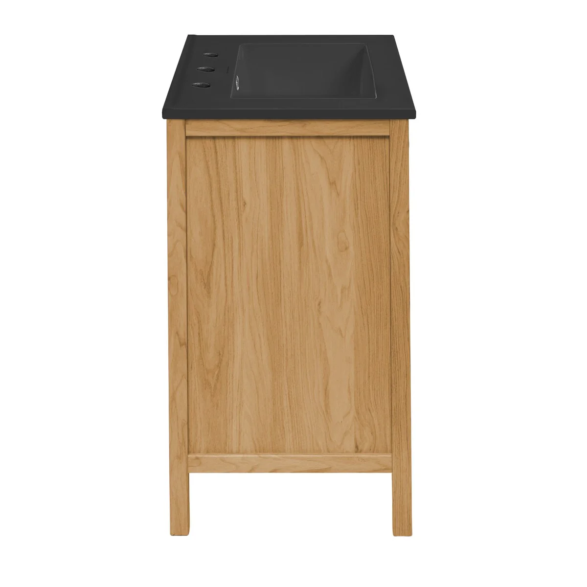 Chteau 24 In. Natural Oak Bathroom Vanity With Black, 3-Hole Ceramic Sink Top