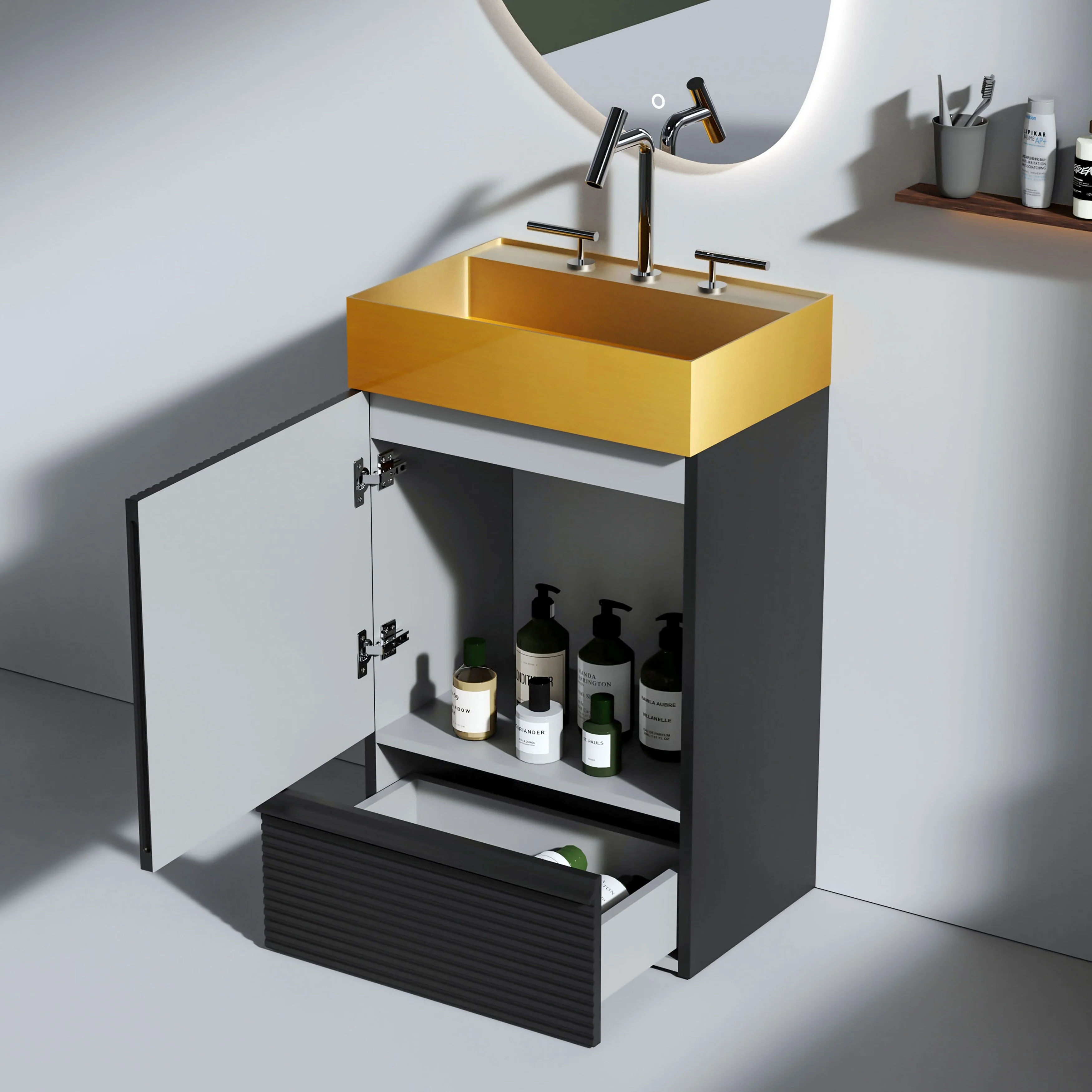 CITTANEO Gada Pro 20'' Modern Freestanding Bathroom Vanity with Sink and Integral Basin